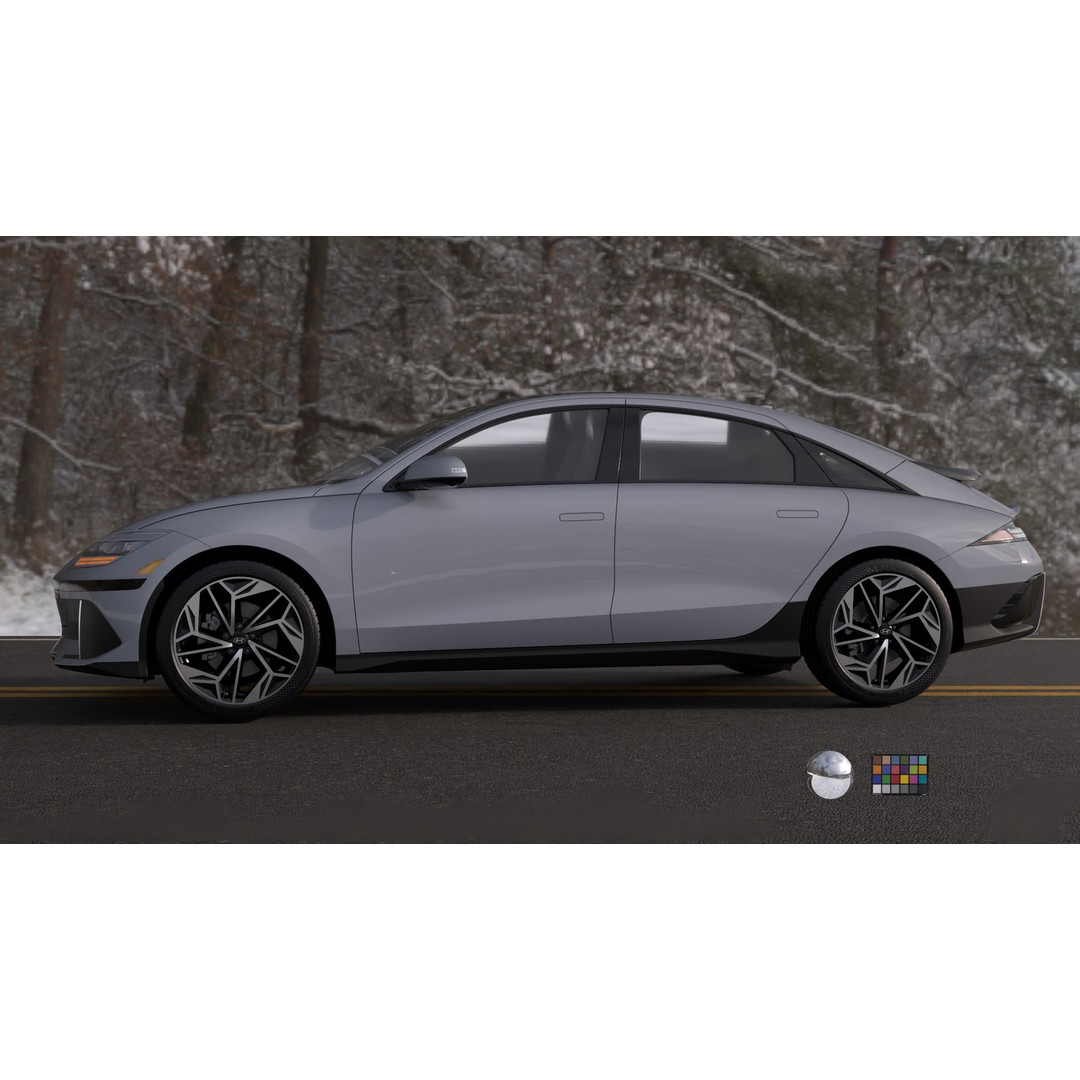 Ioniq 6 2024 3D Model – Photoreal Vehicle with Light Rig, FBX, OBJ - View 6