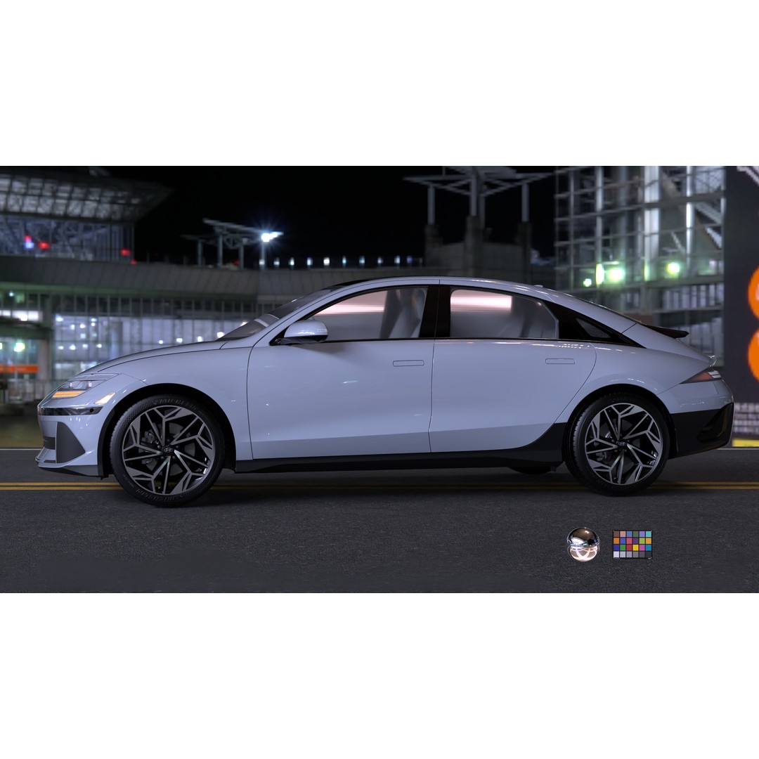 Ioniq 6 2024 3D Model – Photoreal Vehicle with Light Rig, FBX, OBJ - View 7