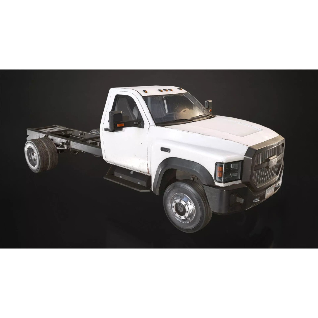 Medium Duty Truck VX400 3D Model – Low Poly Modular Chassis, FBX - View 10