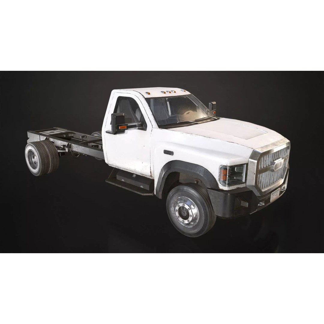 Medium Duty Truck VX400 3D Model – Low Poly Modular Chassis, FBX - View 11