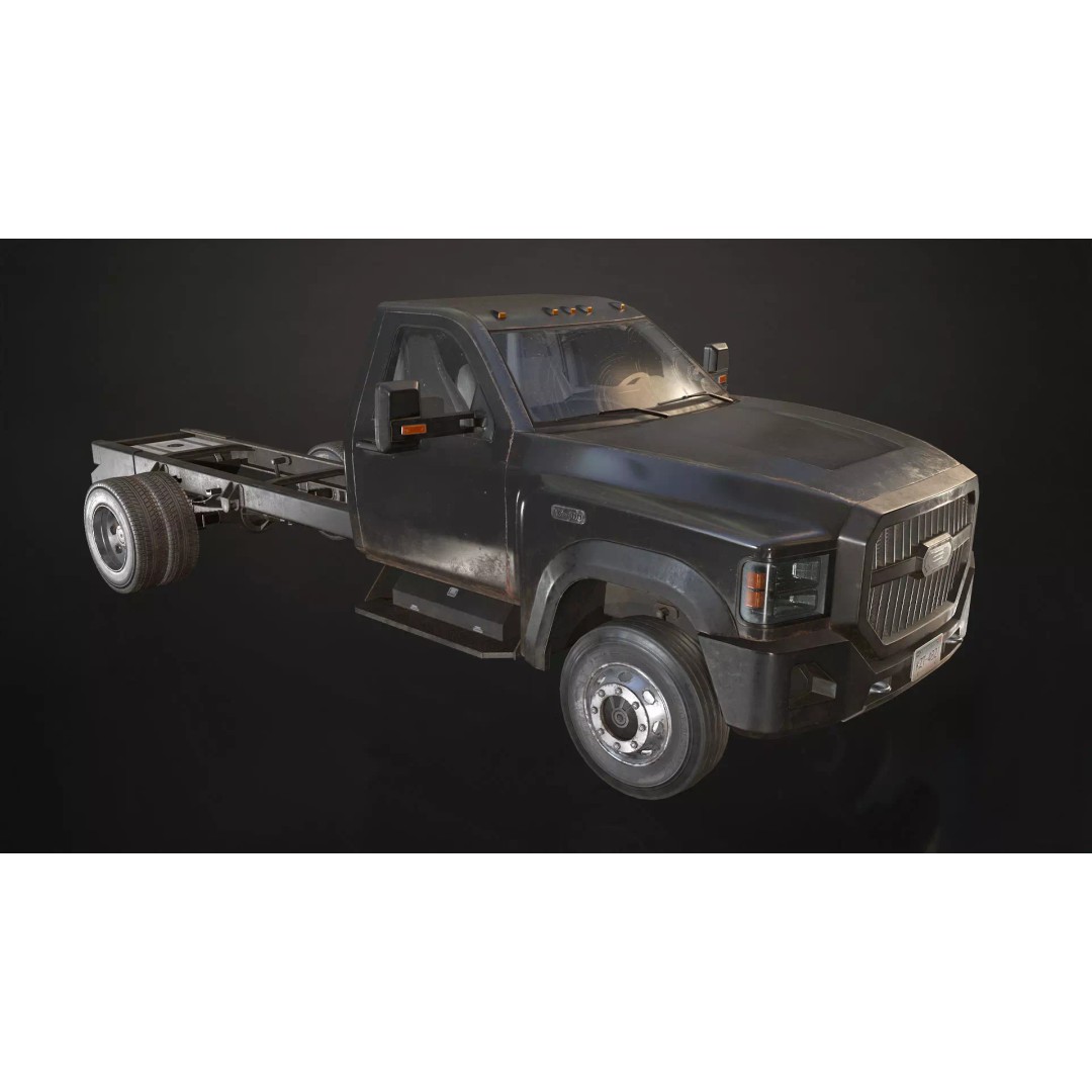Medium Duty Truck VX400 3D Model – Low Poly Modular Chassis, FBX - View 12