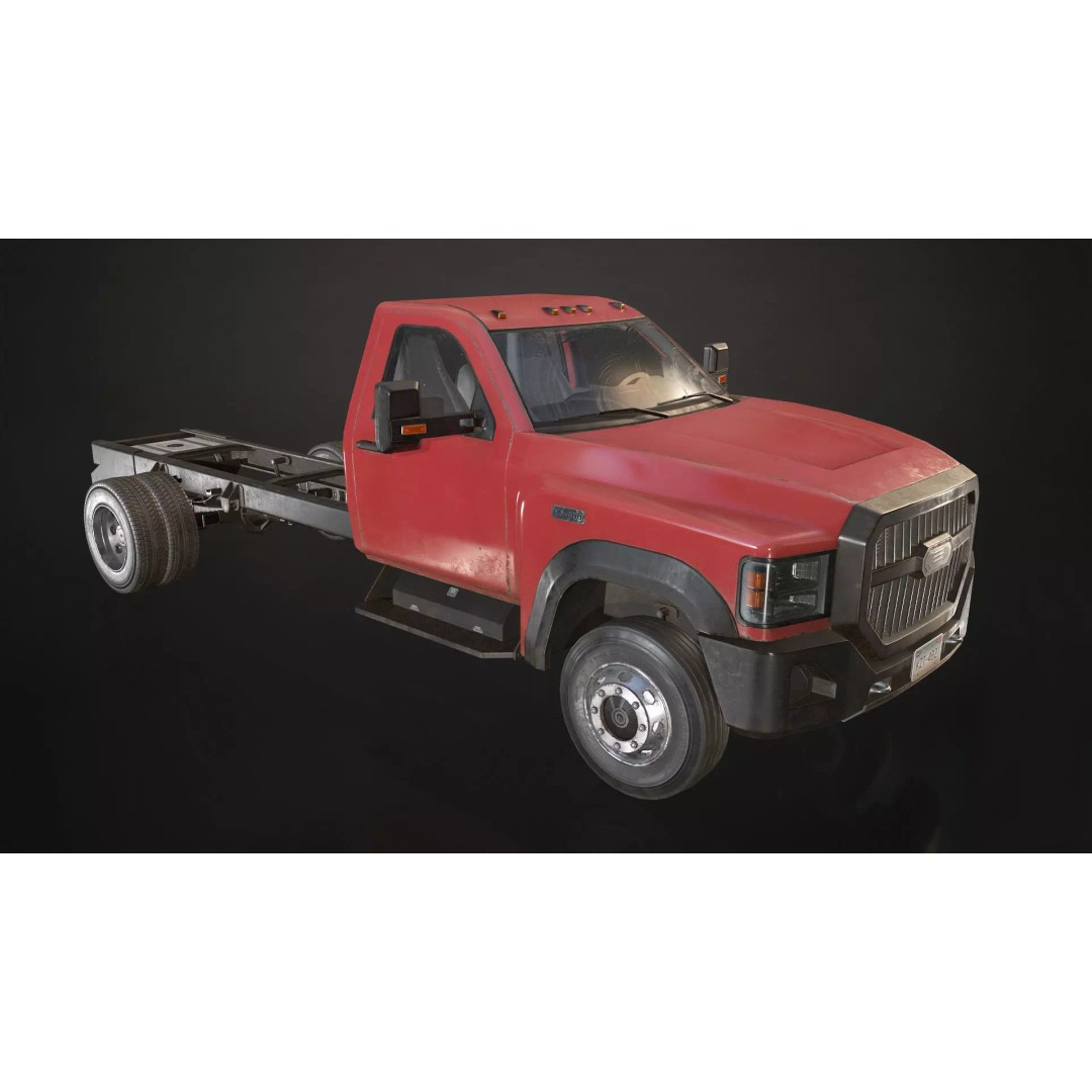 Medium Duty Truck VX400 3D Model – Low Poly Modular Chassis, FBX - View 14