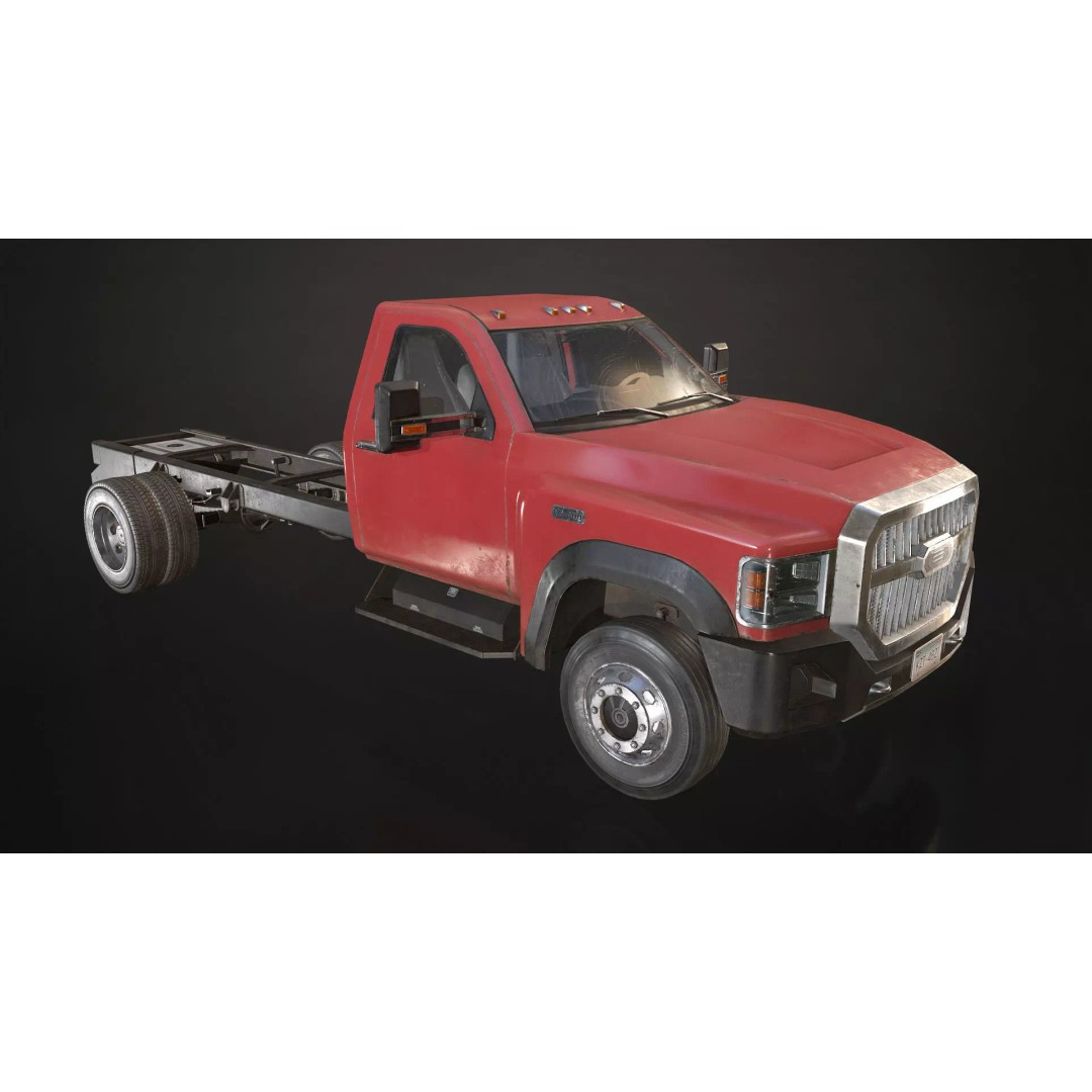 Medium Duty Truck VX400 3D Model – Low Poly Modular Chassis, FBX - View 15