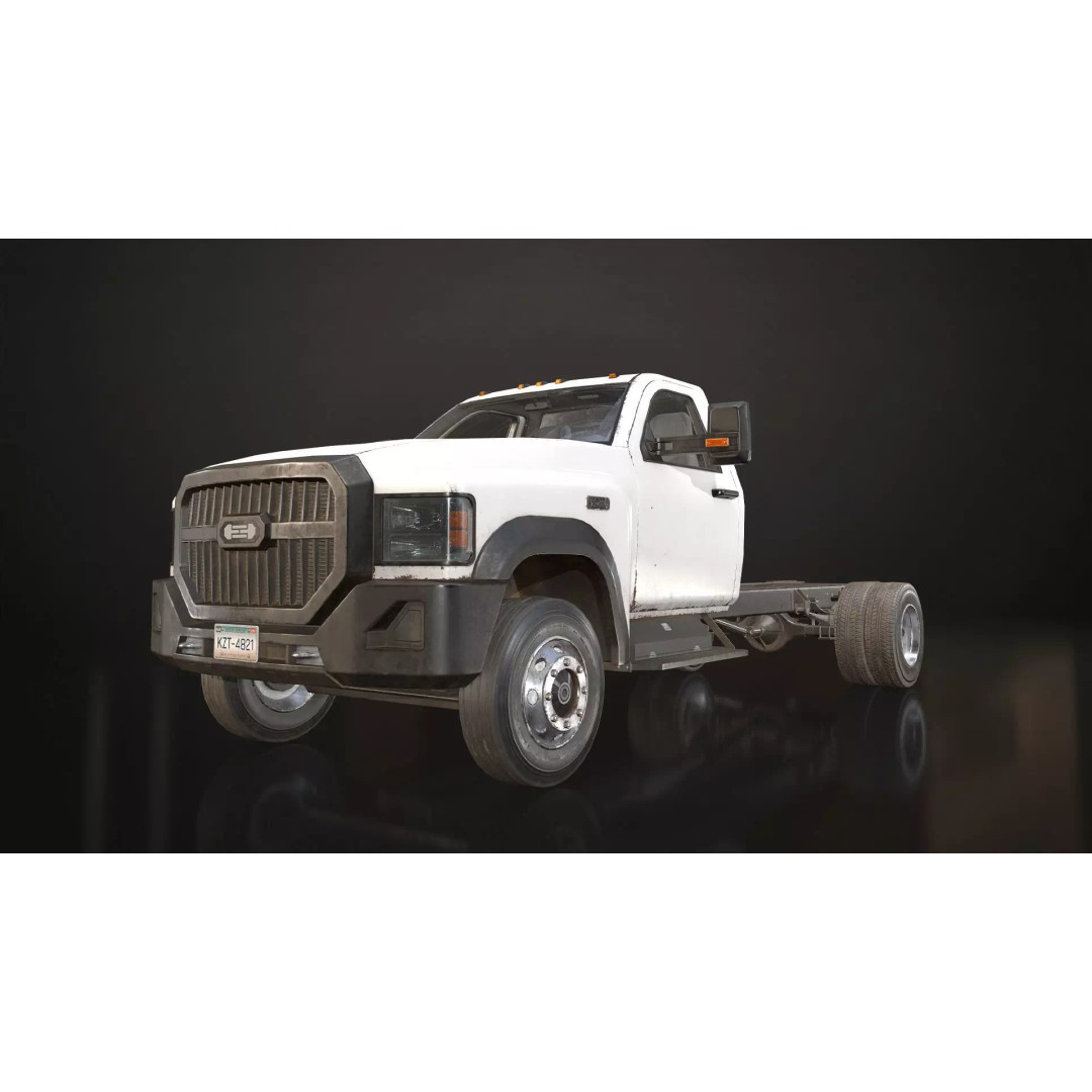 Medium Duty Truck VX400 3D Model – Low Poly Modular Chassis, FBX - View 2