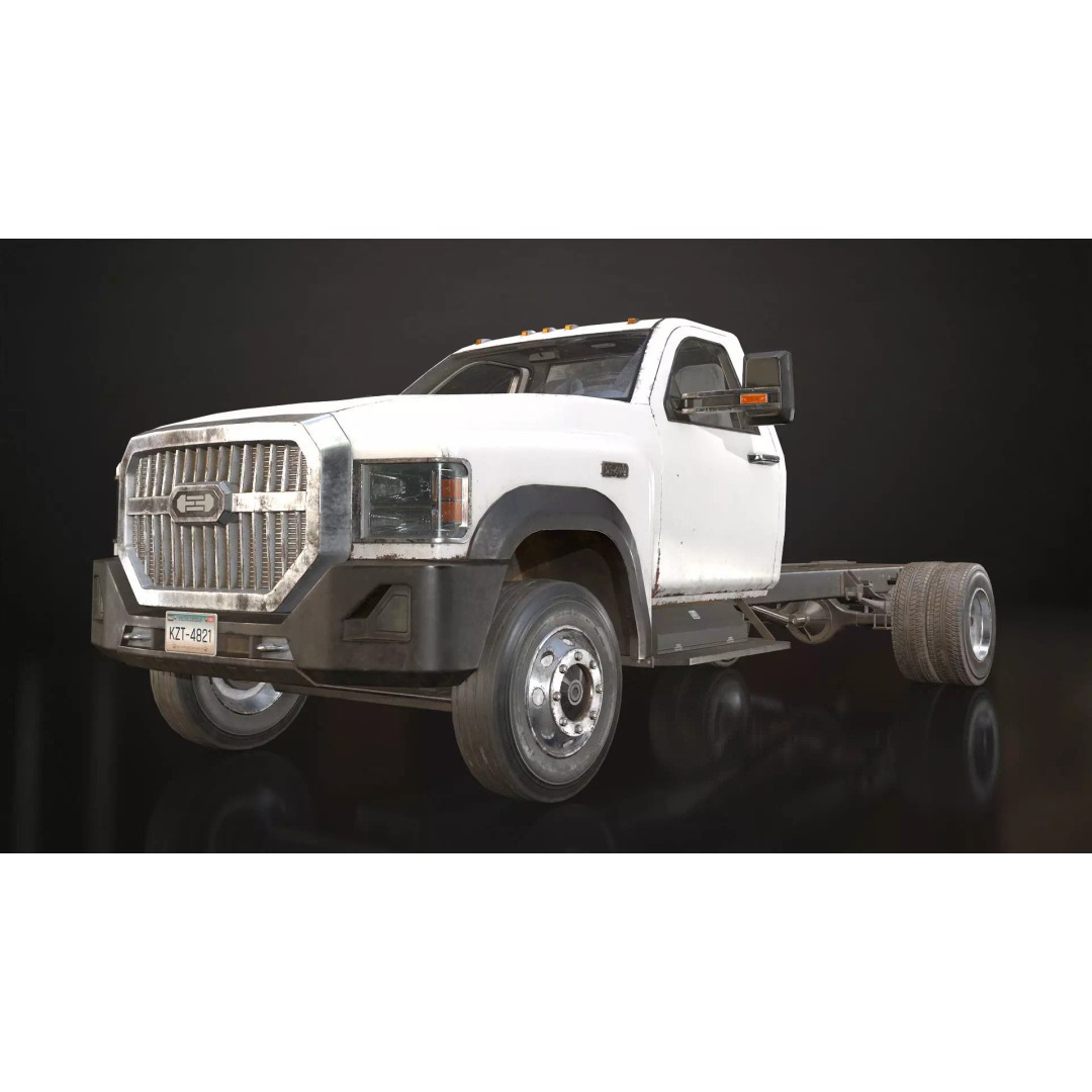 Medium Duty Truck VX400 3D Model – Low Poly Modular Chassis, FBX - View 3