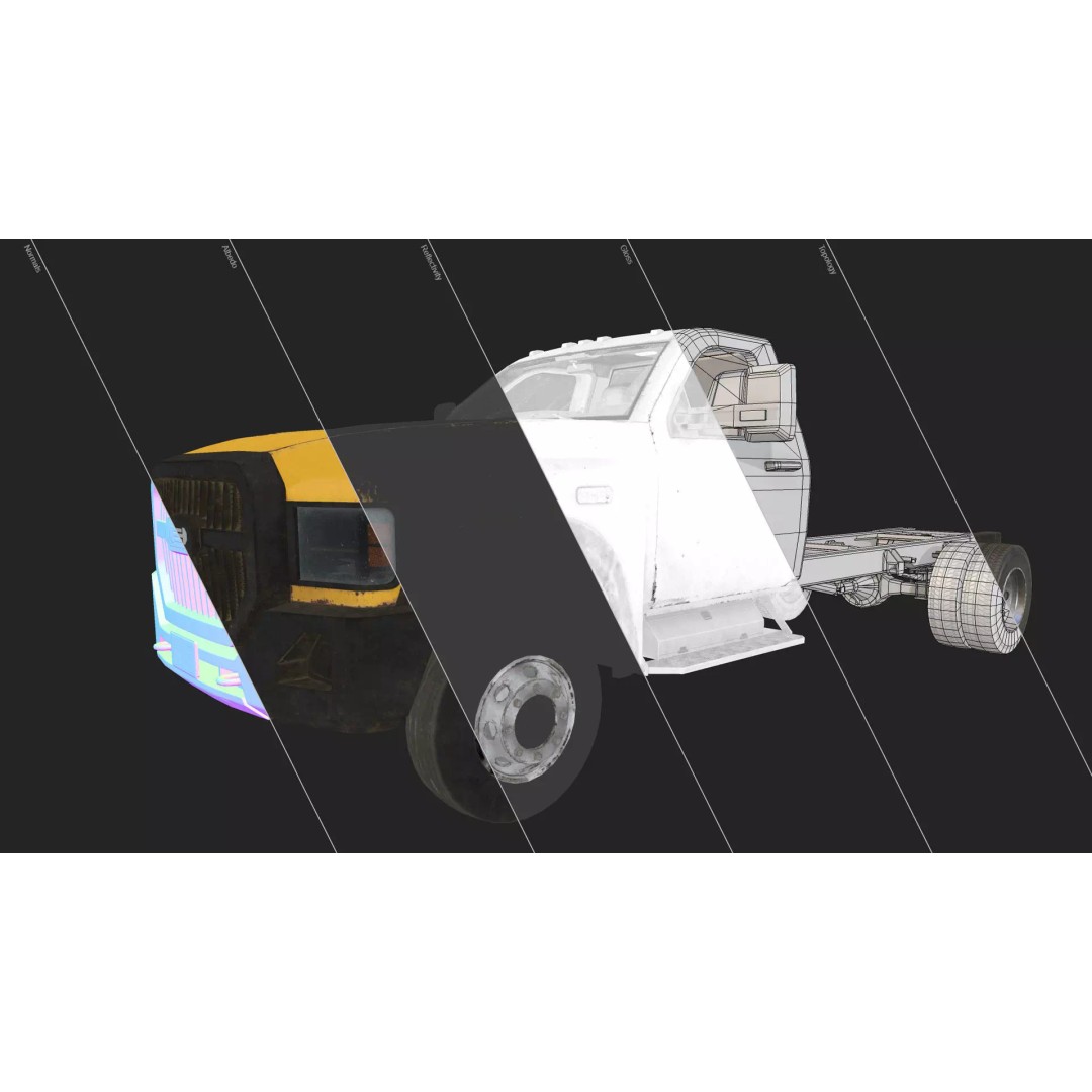 Medium Duty Truck VX400 3D Model – Low Poly Modular Chassis, FBX - View 34