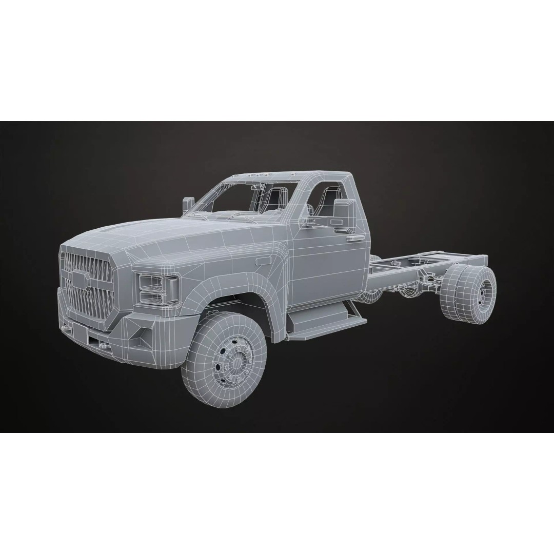 Medium Duty Truck VX400 3D Model – Low Poly Modular Chassis, FBX - View 35