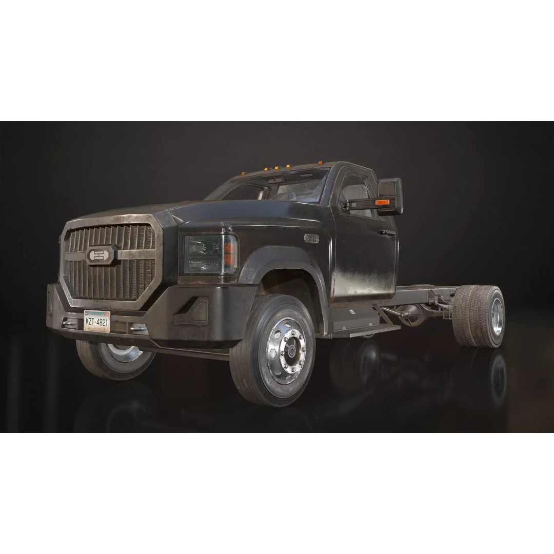 Medium Duty Truck VX400 3D Model – Low Poly Modular Chassis, FBX - View 4
