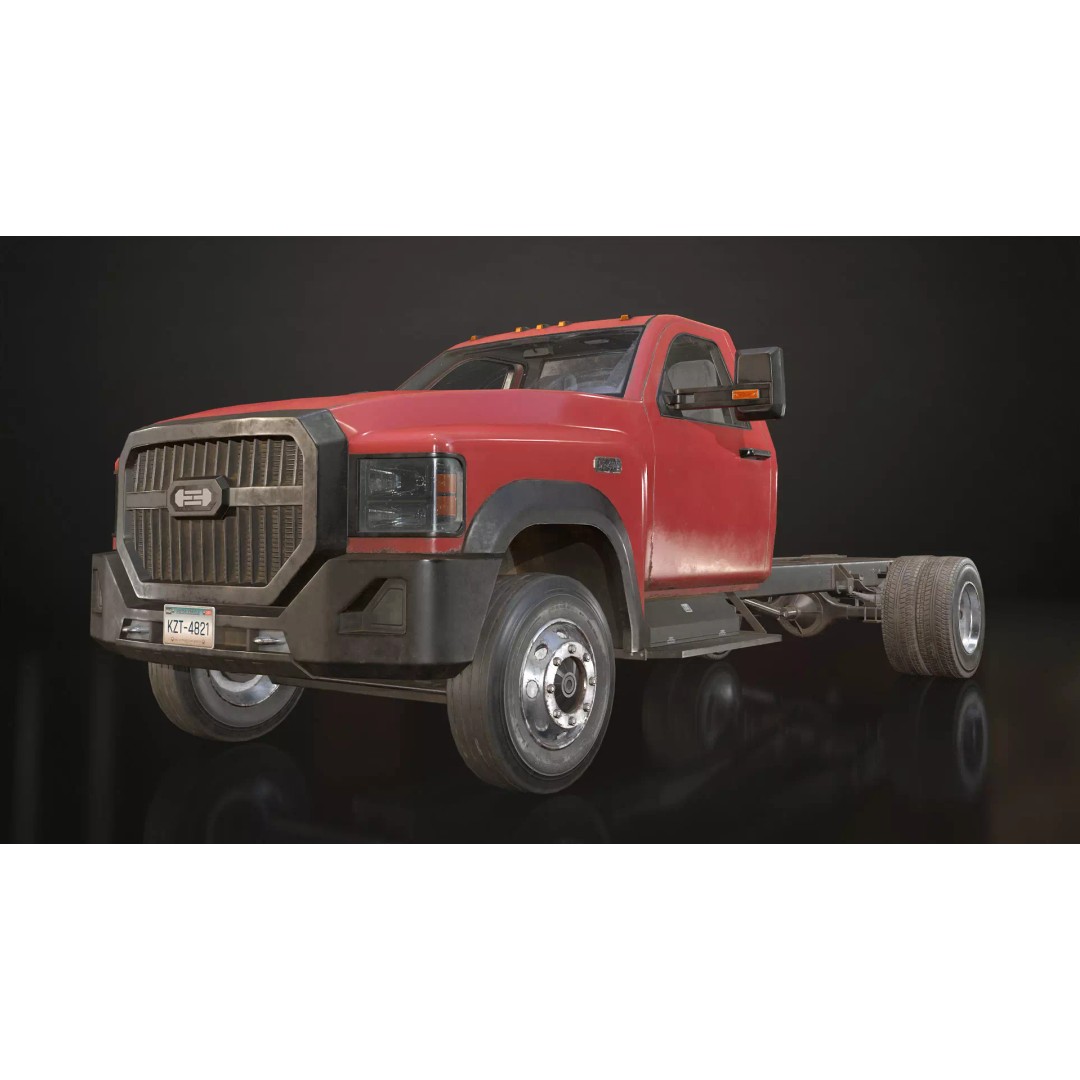 Medium Duty Truck VX400 3D Model – Low Poly Modular Chassis, FBX - View 6