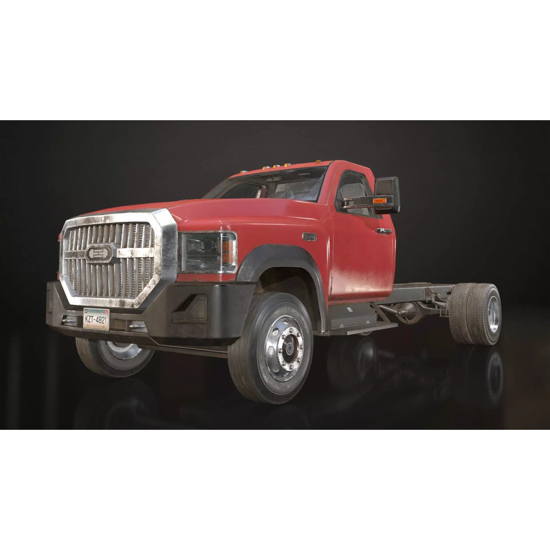Medium Duty Truck VX400 3D Model – Low Poly Modular Chassis, FBX - View 7