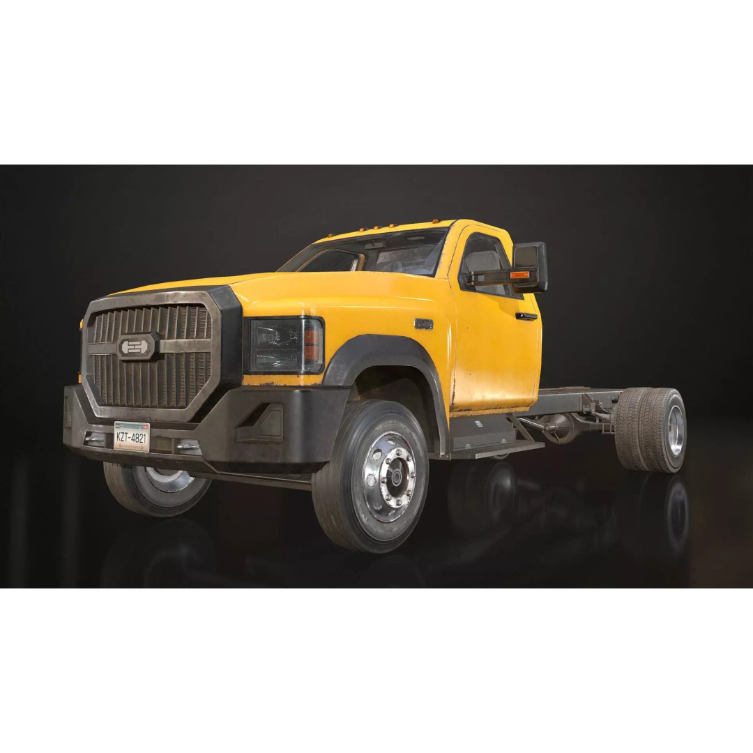 Medium Duty Truck VX400 3D Model – Low Poly Modular Chassis, FBX - View 8