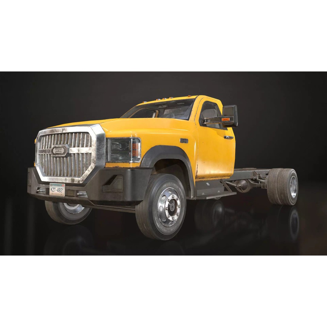 Medium Duty Truck VX400 3D Model – Low Poly Modular Chassis, FBX - View 9