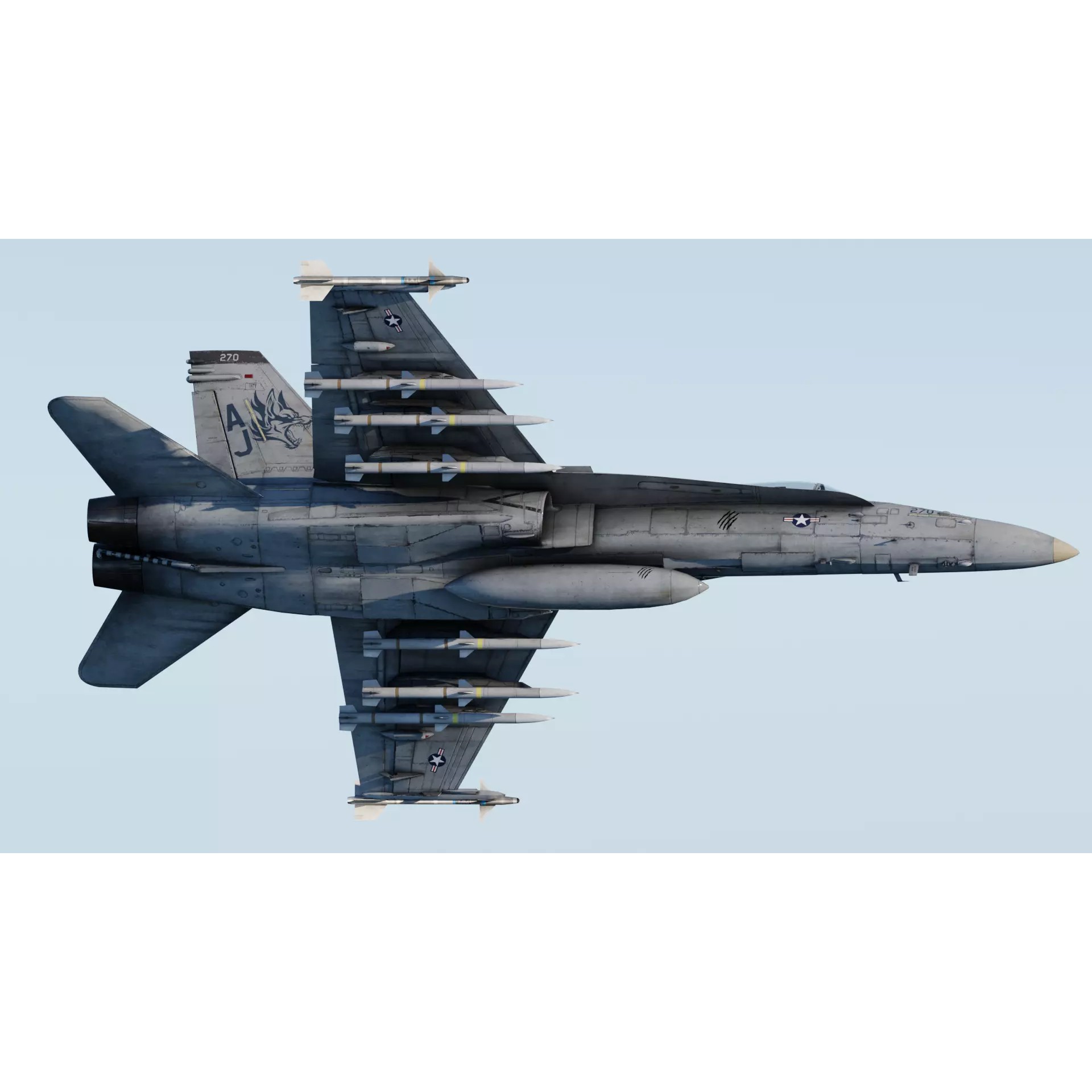 F-18 Hornet - Low-Poly Game-Ready 3D Model - View 11