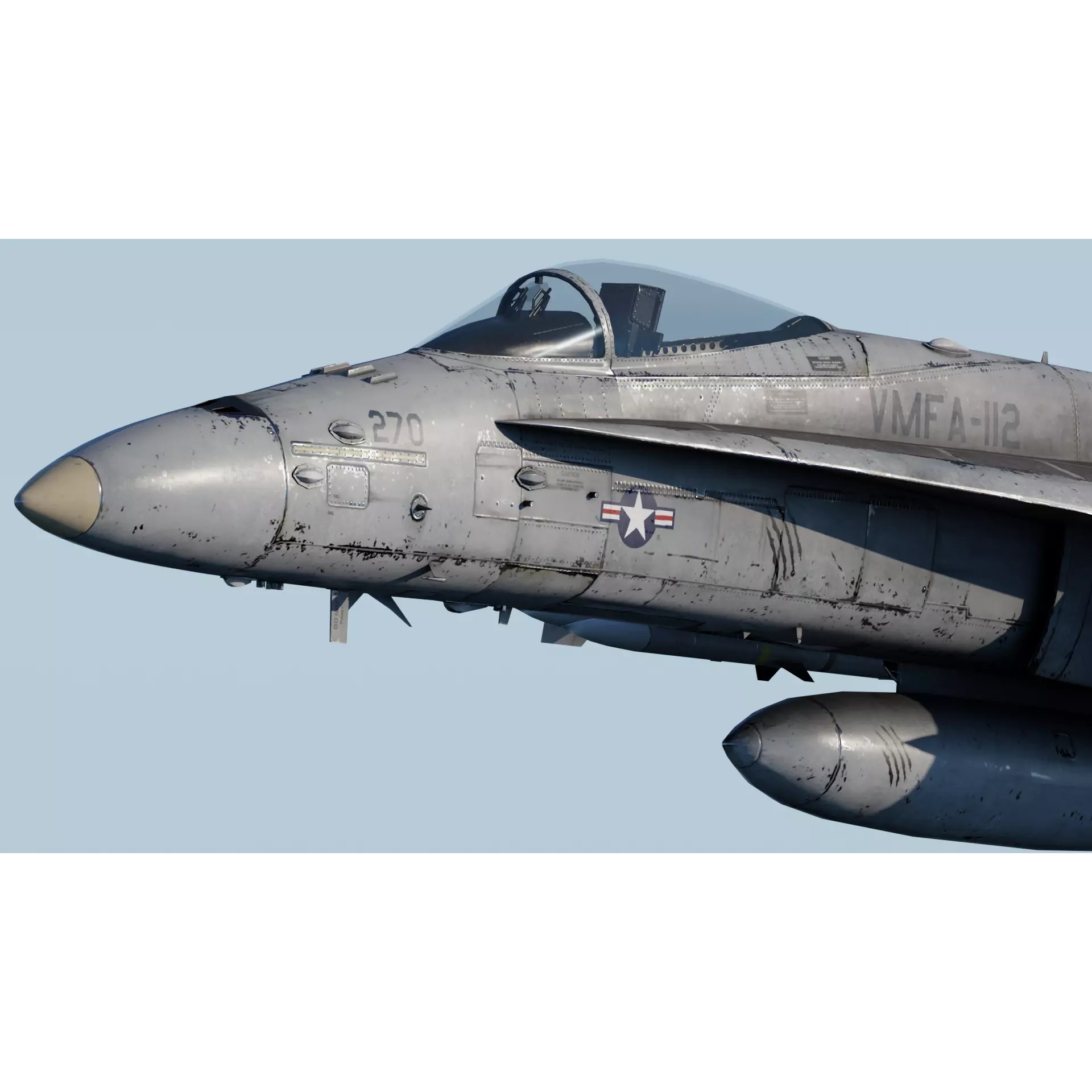 F-18 Hornet - Low-Poly Game-Ready 3D Model - View 12