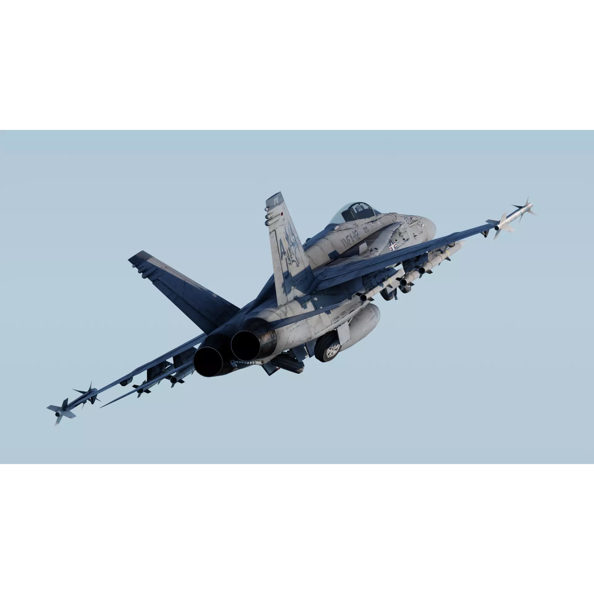 F-18 Hornet - Low-Poly Game-Ready 3D Model - View 13