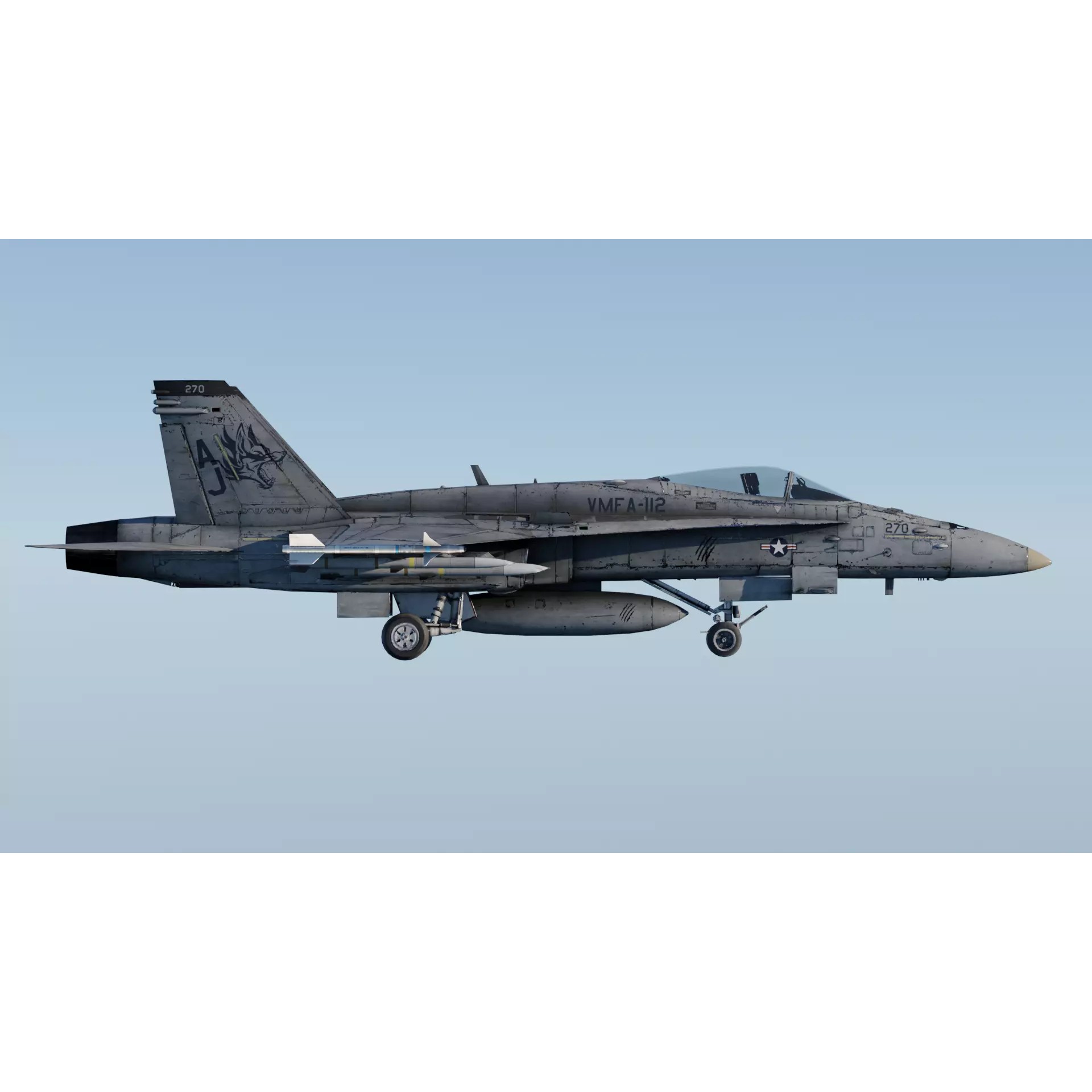 F-18 Hornet - Low-Poly Game-Ready 3D Model - View 14