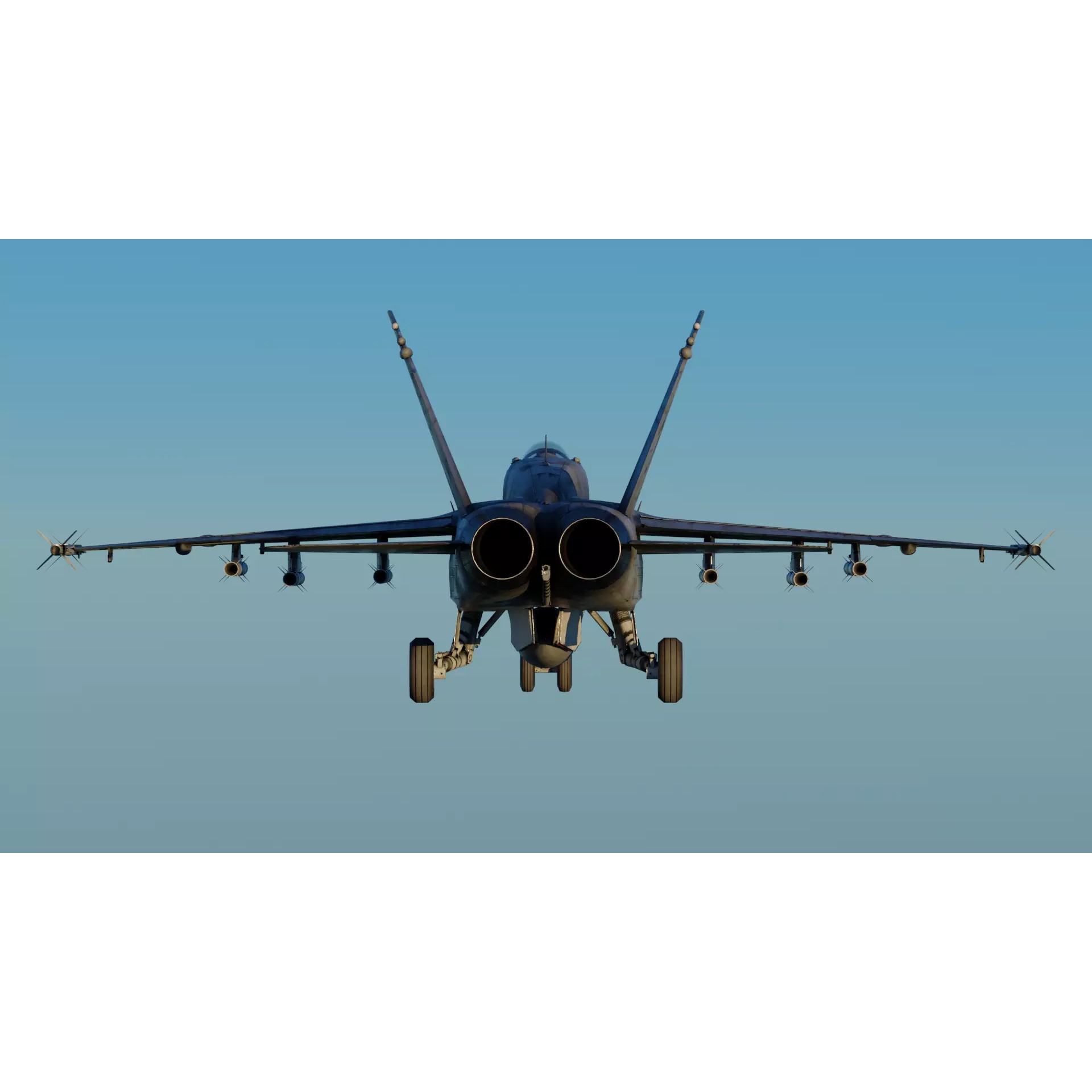 F-18 Hornet - Low-Poly Game-Ready 3D Model - View 15