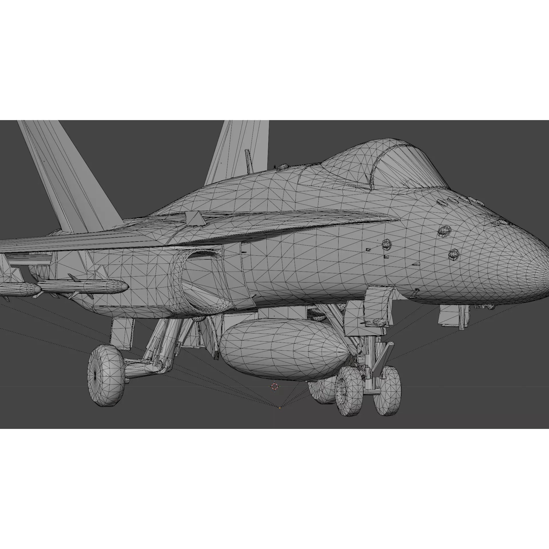 F-18 Hornet - Low-Poly Game-Ready 3D Model - View 17
