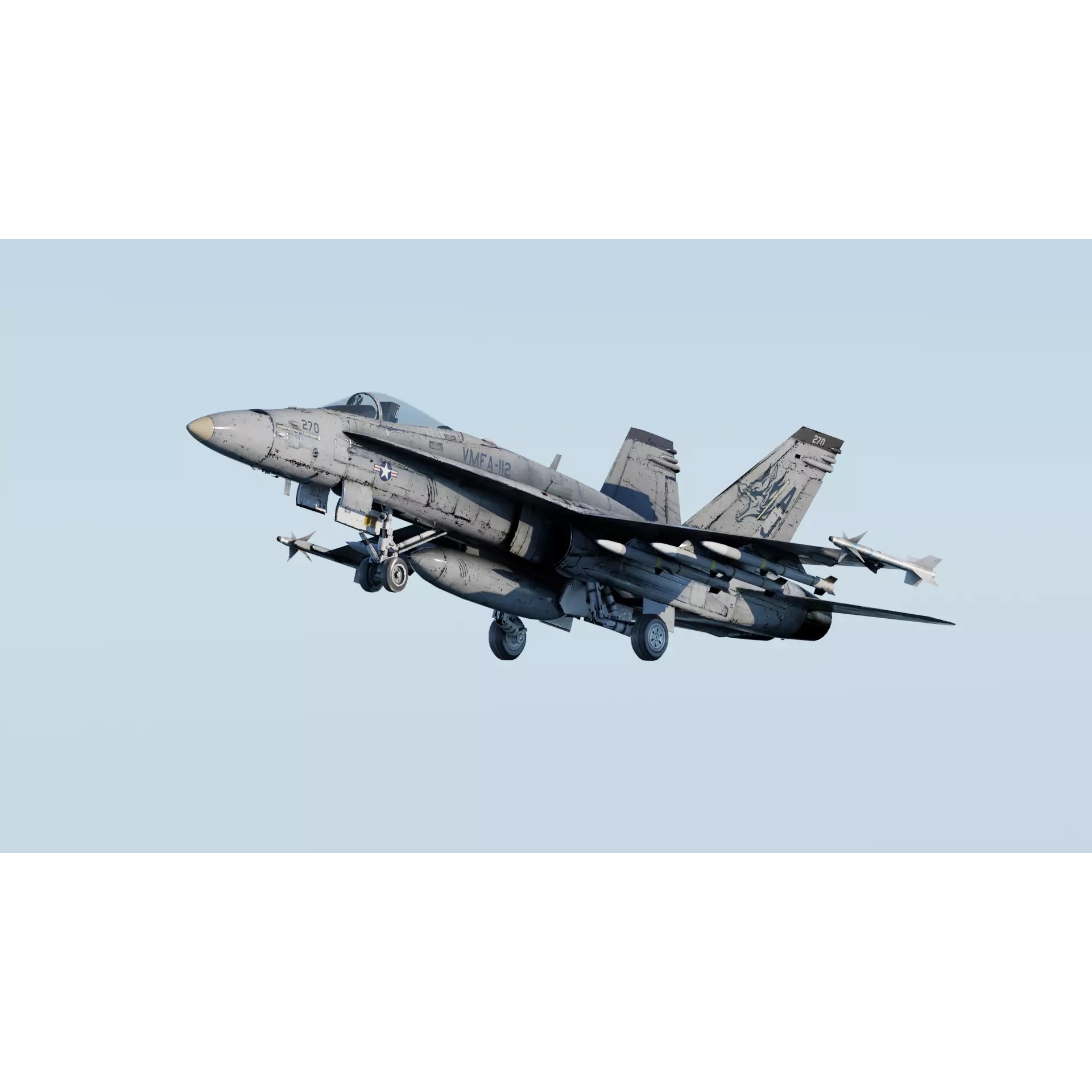 F-18 Hornet - Low-Poly Game-Ready 3D Model - View 2