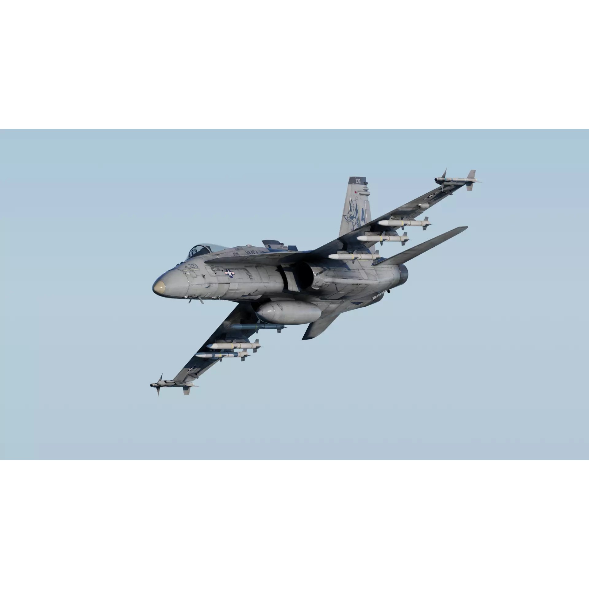 F-18 Hornet - Low-Poly Game-Ready 3D Model - View 7