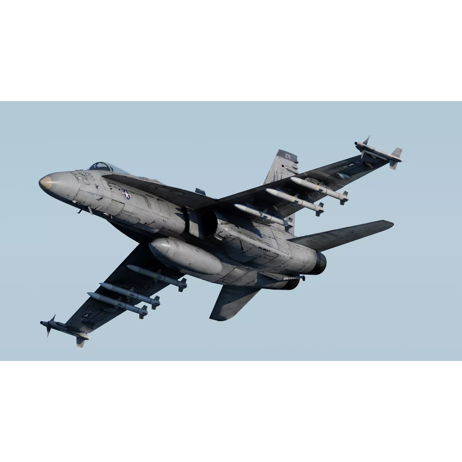 F-18 Hornet - Low-Poly Game-Ready 3D Model - View 8