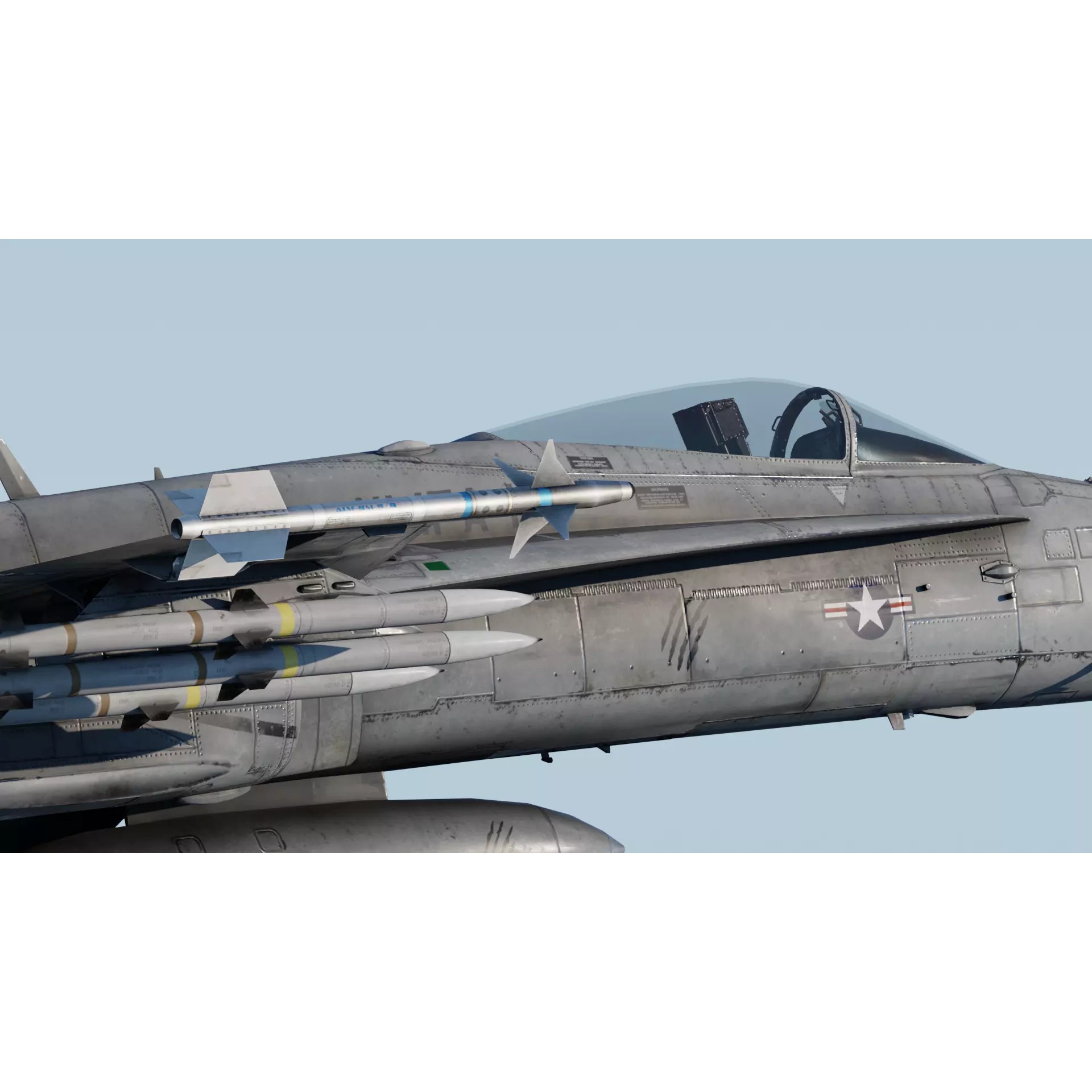 F-18 Hornet - Low-Poly Game-Ready 3D Model - View 9