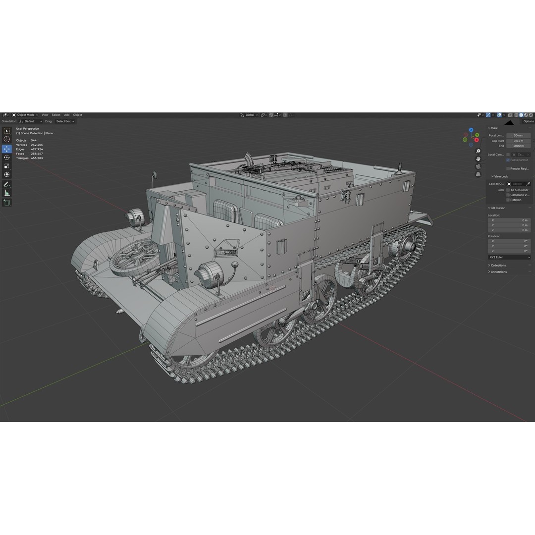 Bren Gun Carrier 3D Model – Low Poly Military Vehicle, FBX, Blender