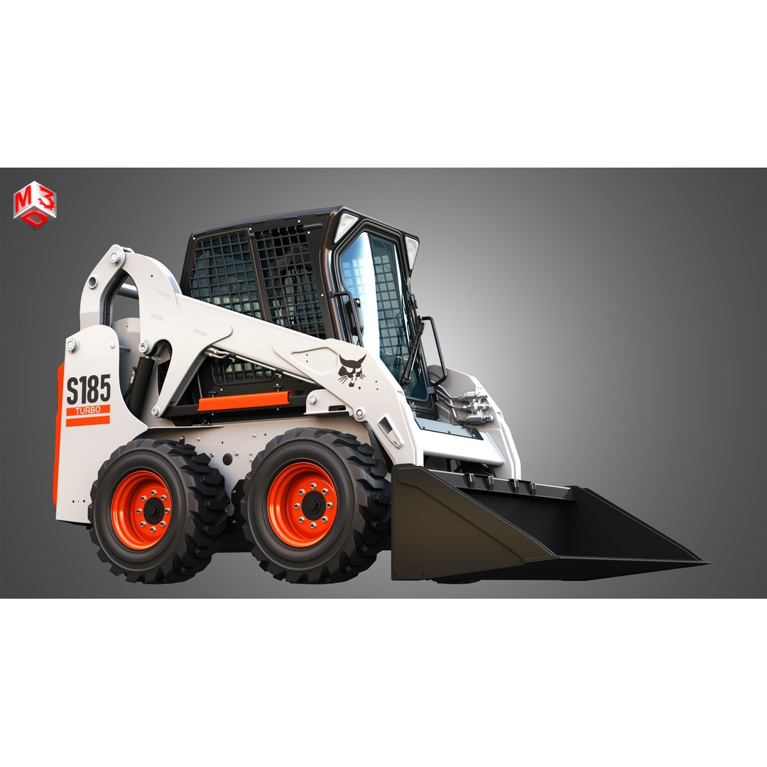 Bobcat S185 Skid Steer Loader 3D Model – High Poly Game Asset, FBX - View 11