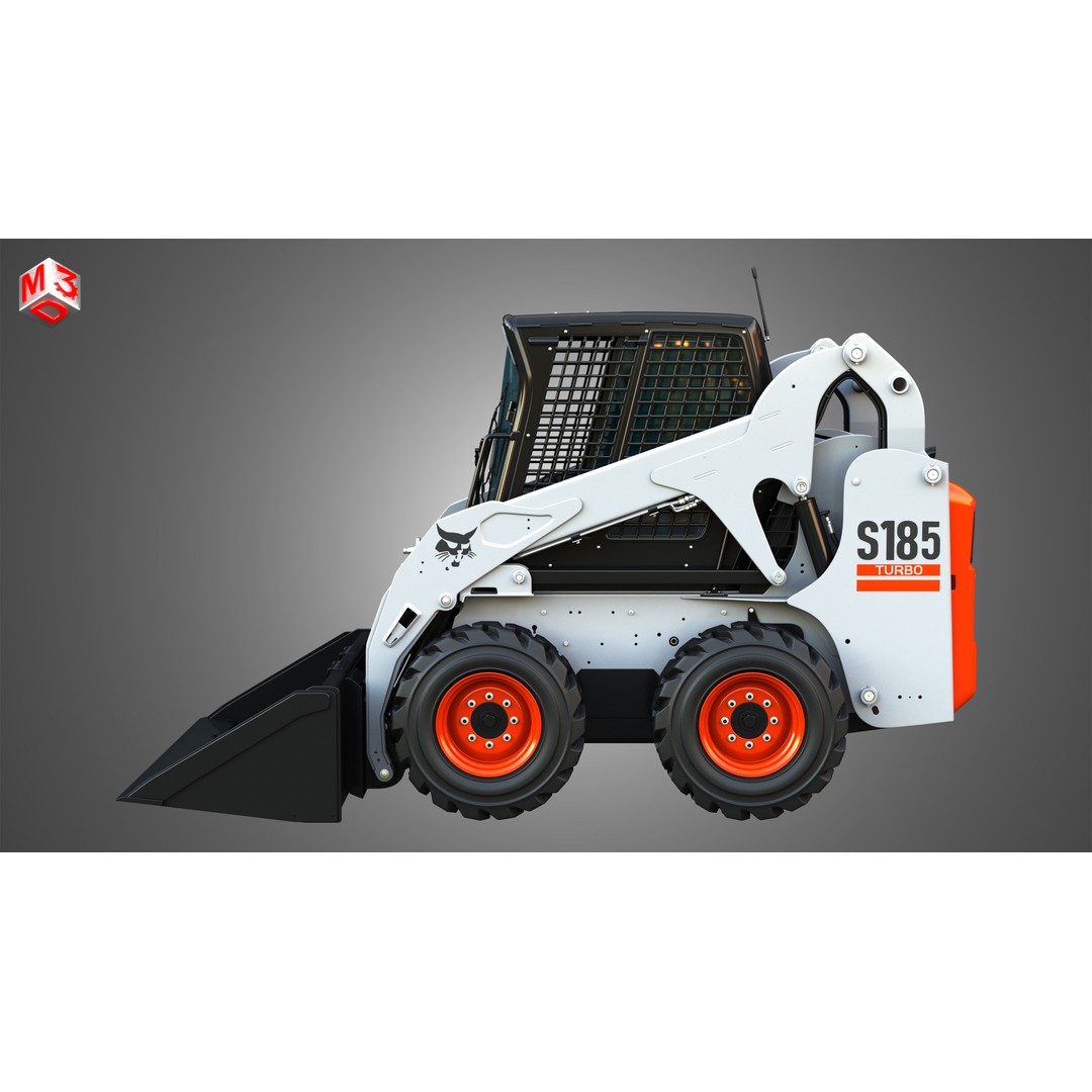 Bobcat S185 Skid Steer Loader 3D Model – High Poly Game Asset, FBX - View 7