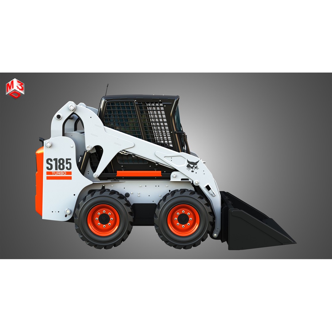 Bobcat S185 Skid Steer Loader 3D Model – High Poly Game Asset, FBX - View 8
