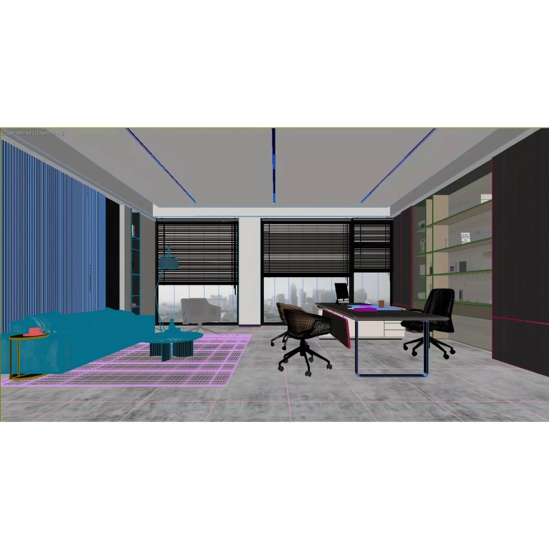 Modern Minimalist Office 3D Model – High-End Executive Space, FBX, OBJ