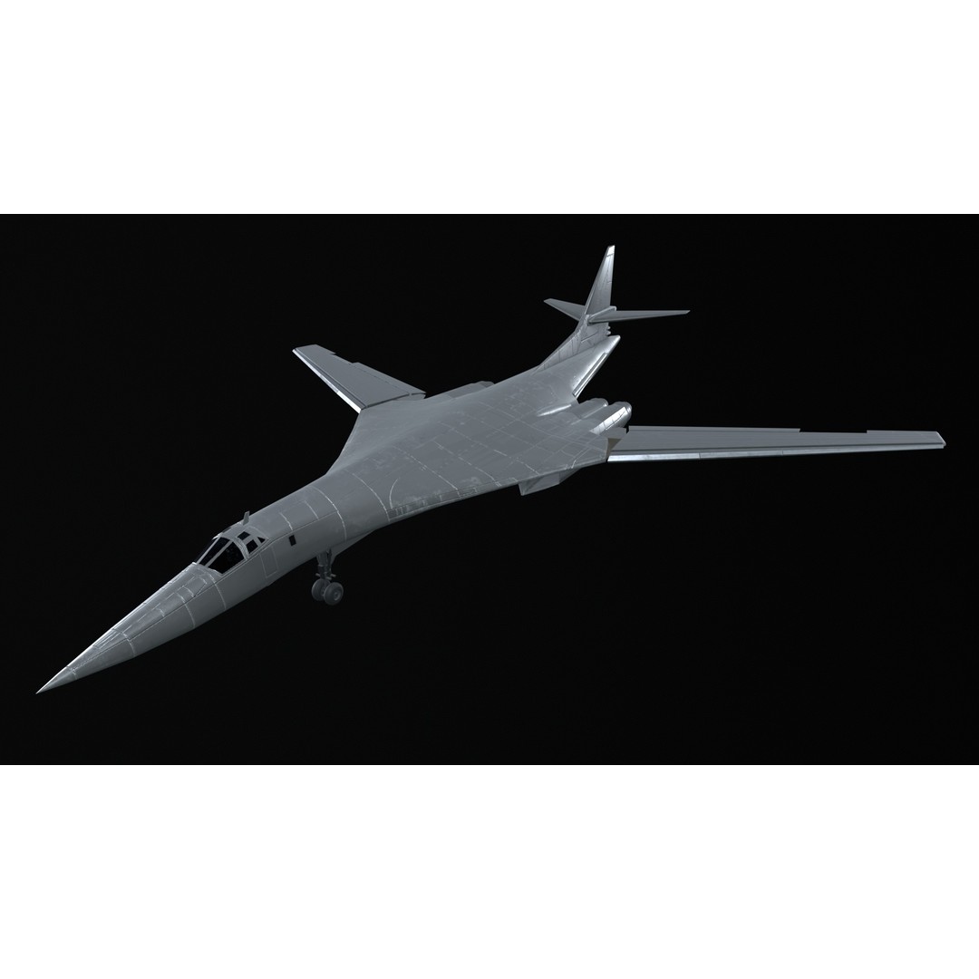 Tupolev Tu160 3D Model – Low Poly Game Asset, FBX, PBR Textures - View 3