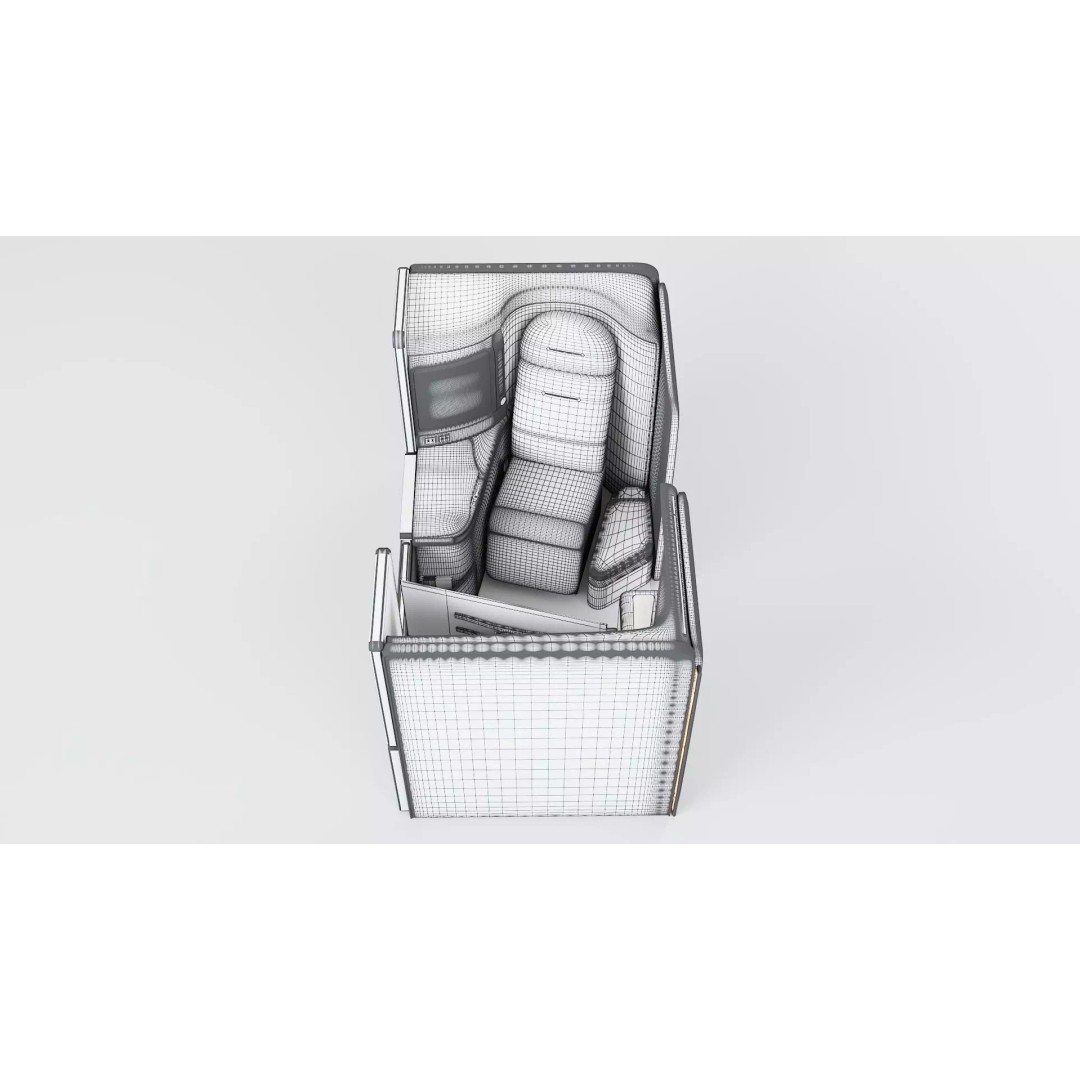 First-Class Cabin 3D Model – High Poly Animated Aircraft Interior - View 22