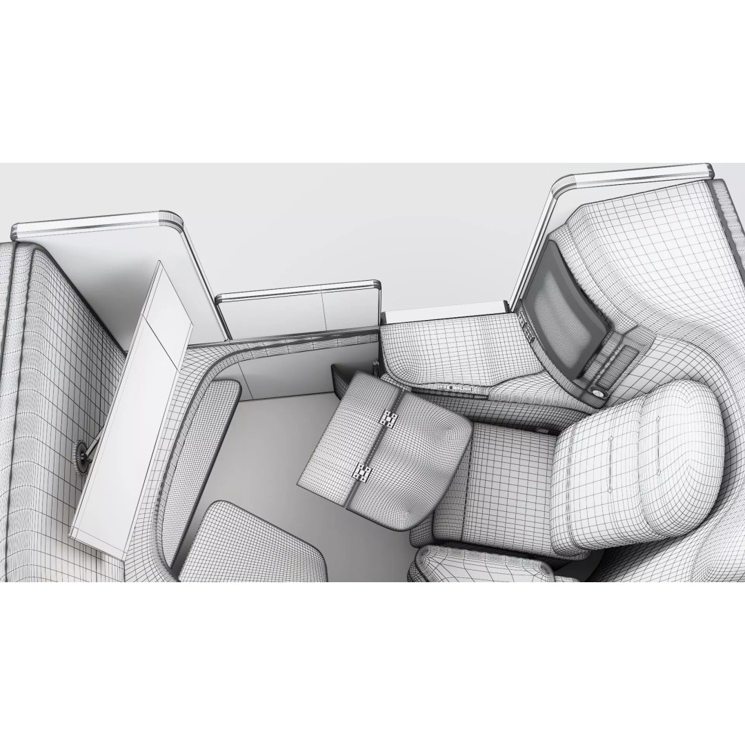 First-Class Cabin 3D Model – High Poly Animated Aircraft Interior - View 23