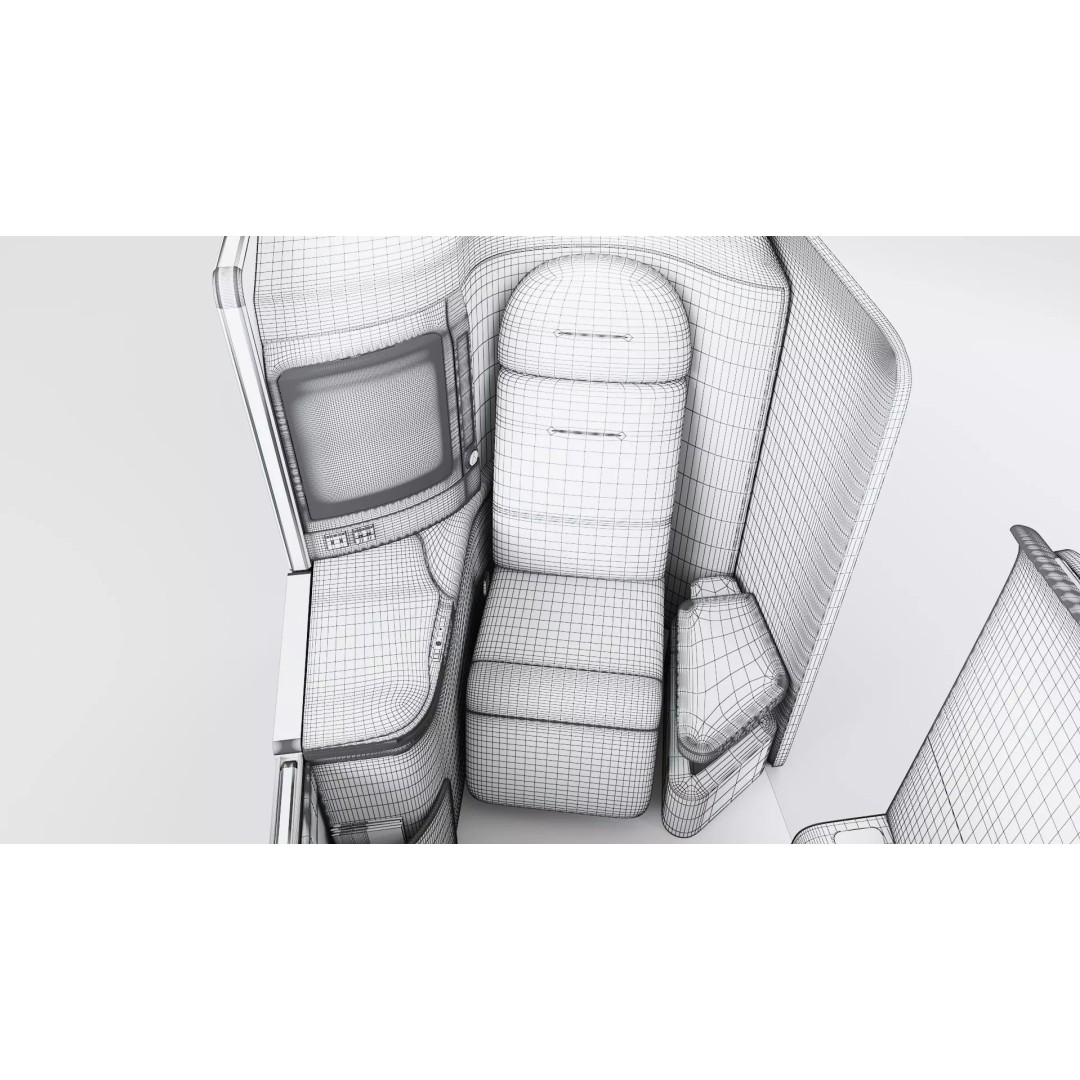 First-Class Cabin 3D Model – High Poly Animated Aircraft Interior - View 26
