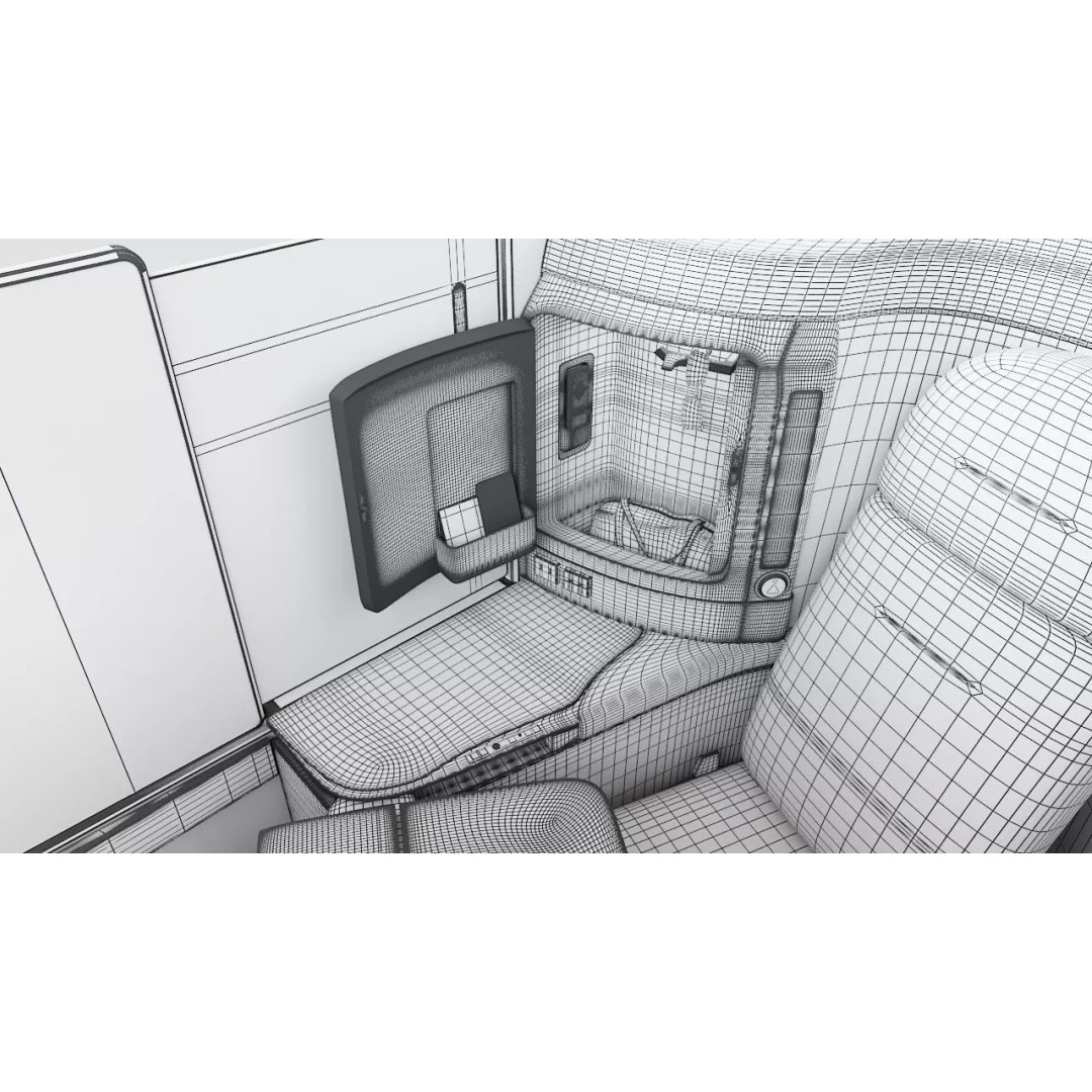 First-Class Cabin 3D Model – High Poly Animated Aircraft Interior - View 35