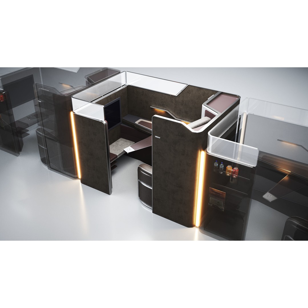 First Class Passenger Seat 3D Model – High Poly Aircraft Interior, FBX - View 10