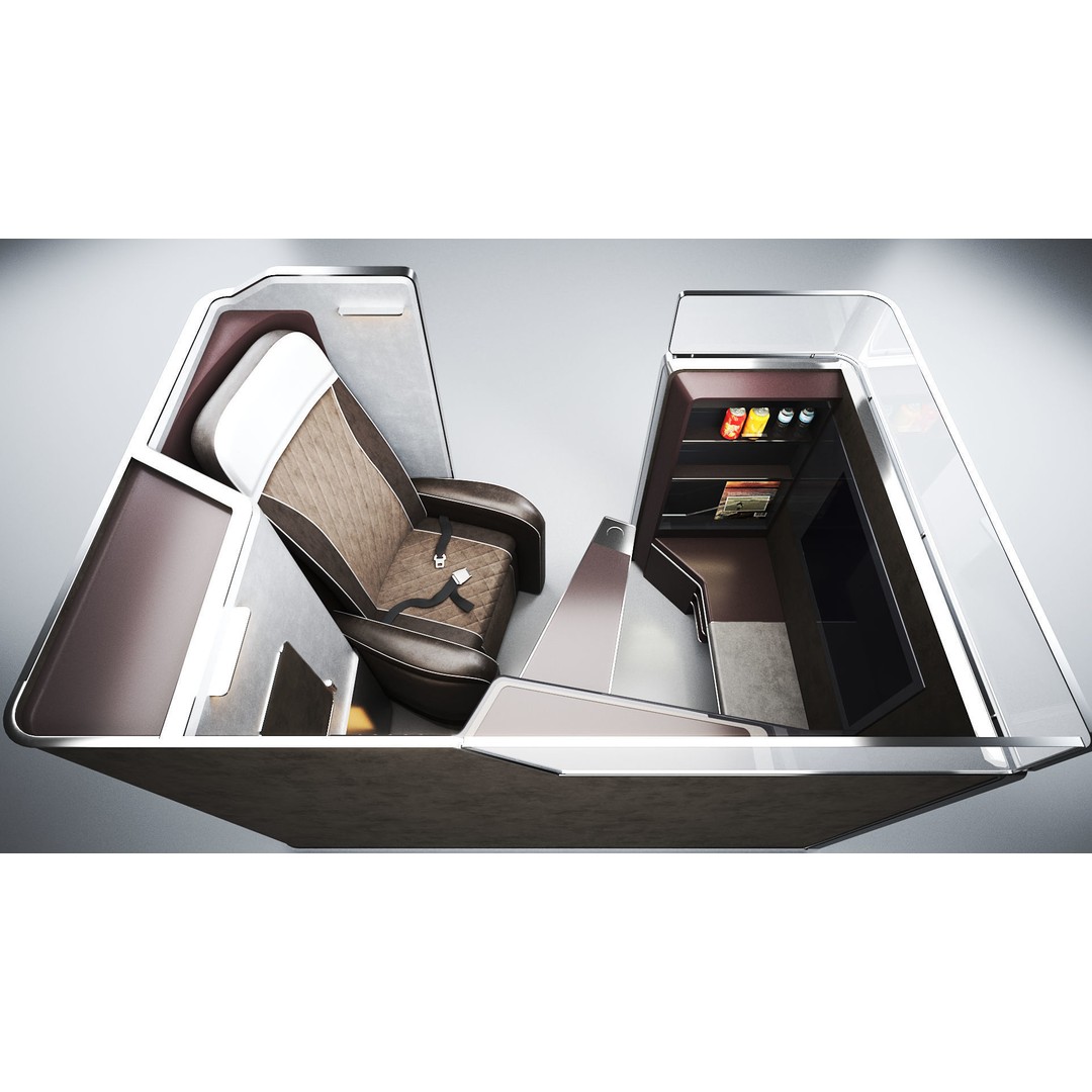 First Class Passenger Seat 3D Model – High Poly Aircraft Interior, FBX - View 13