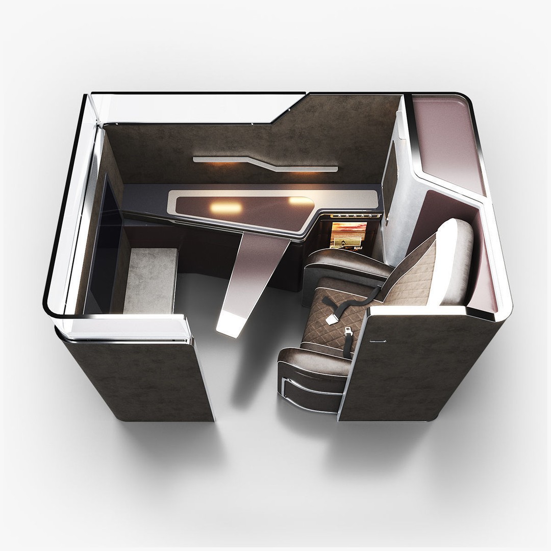 First Class Passenger Seat 3D Model – High Poly Aircraft Interior, FBX - View 16