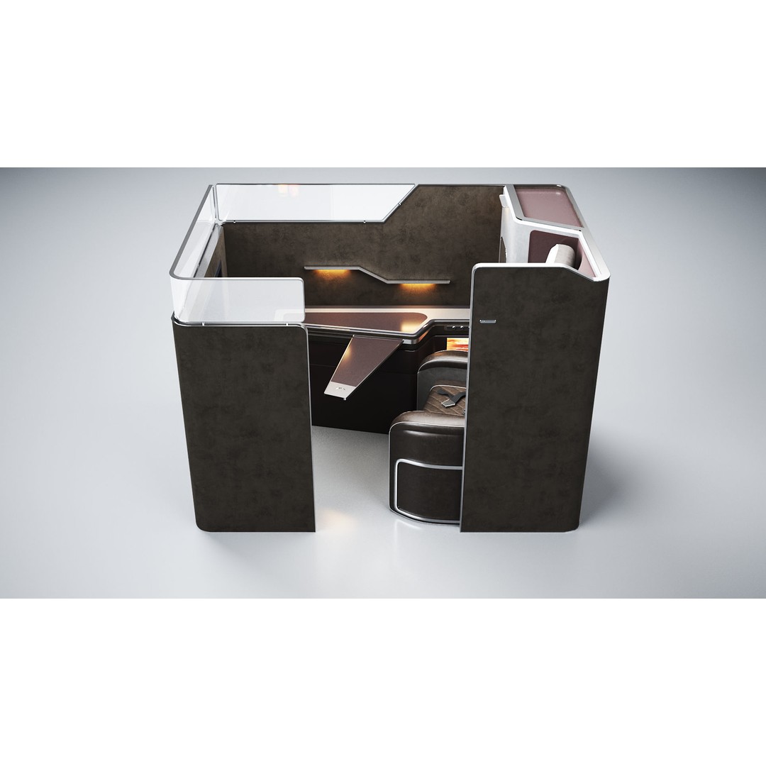 First Class Passenger Seat 3D Model – High Poly Aircraft Interior, FBX - View 3