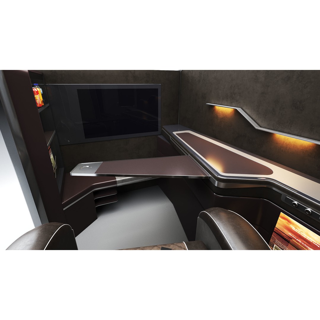 First Class Passenger Seat 3D Model – High Poly Aircraft Interior, FBX - View 4