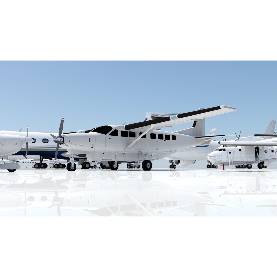 Cessna C208 Caravan 3D Model – Low Poly Static Aircraft for Games - View 10
