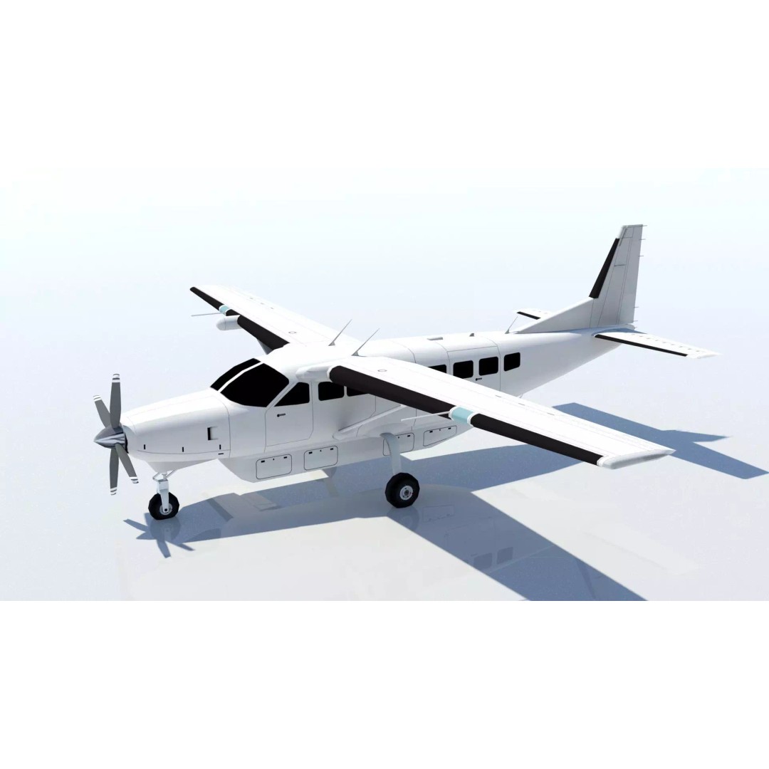 Cessna C208 Caravan 3D Model – Low Poly Static Aircraft for Games - View 2