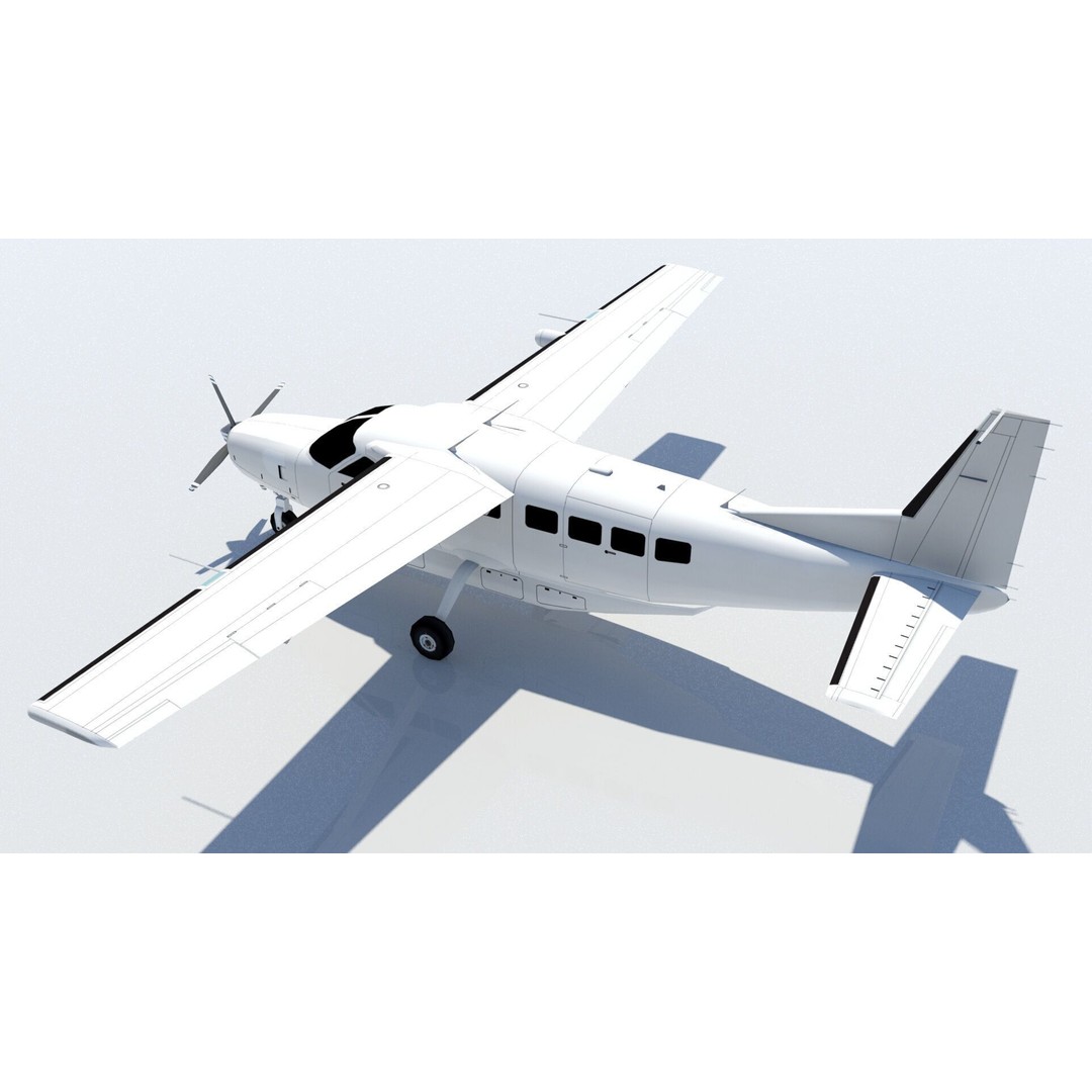Cessna C208 Caravan 3D Model – Low Poly Static Aircraft for Games - View 4
