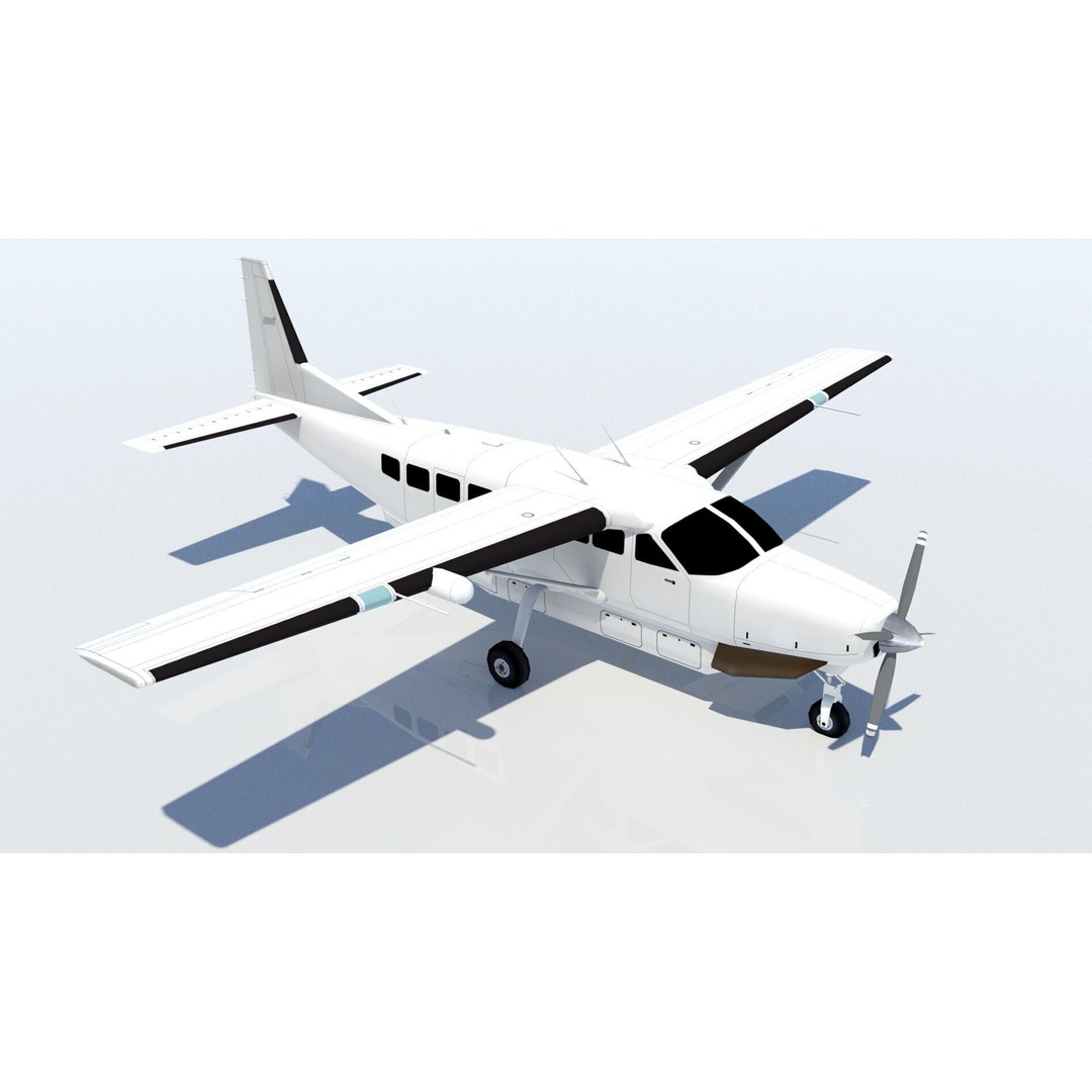 Cessna C208 Caravan 3D Model – Low Poly Static Aircraft for Games - View 8