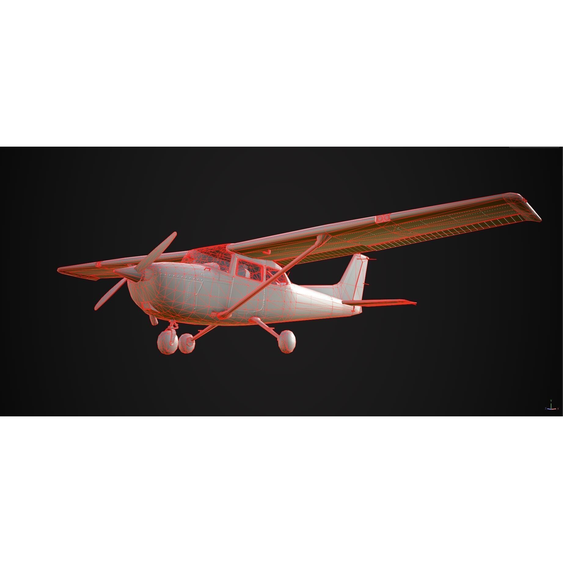 Cessna 172 Skyhawk - Low-Poly Game-Ready 3D Model - View 16