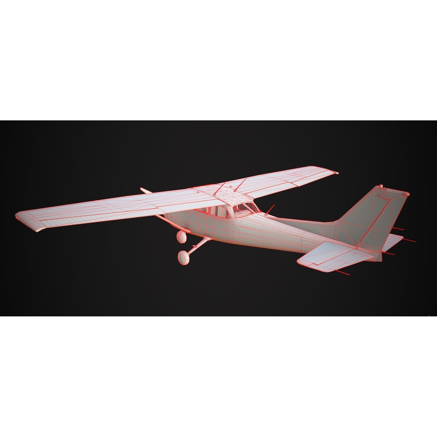 Cessna 172 Skyhawk - Low-Poly Game-Ready 3D Model - View 17