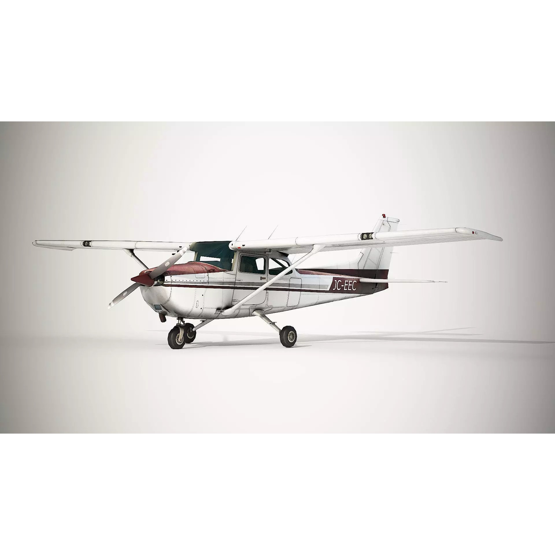 Cessna 172 Skyhawk - Low-Poly Game-Ready 3D Model - View 2