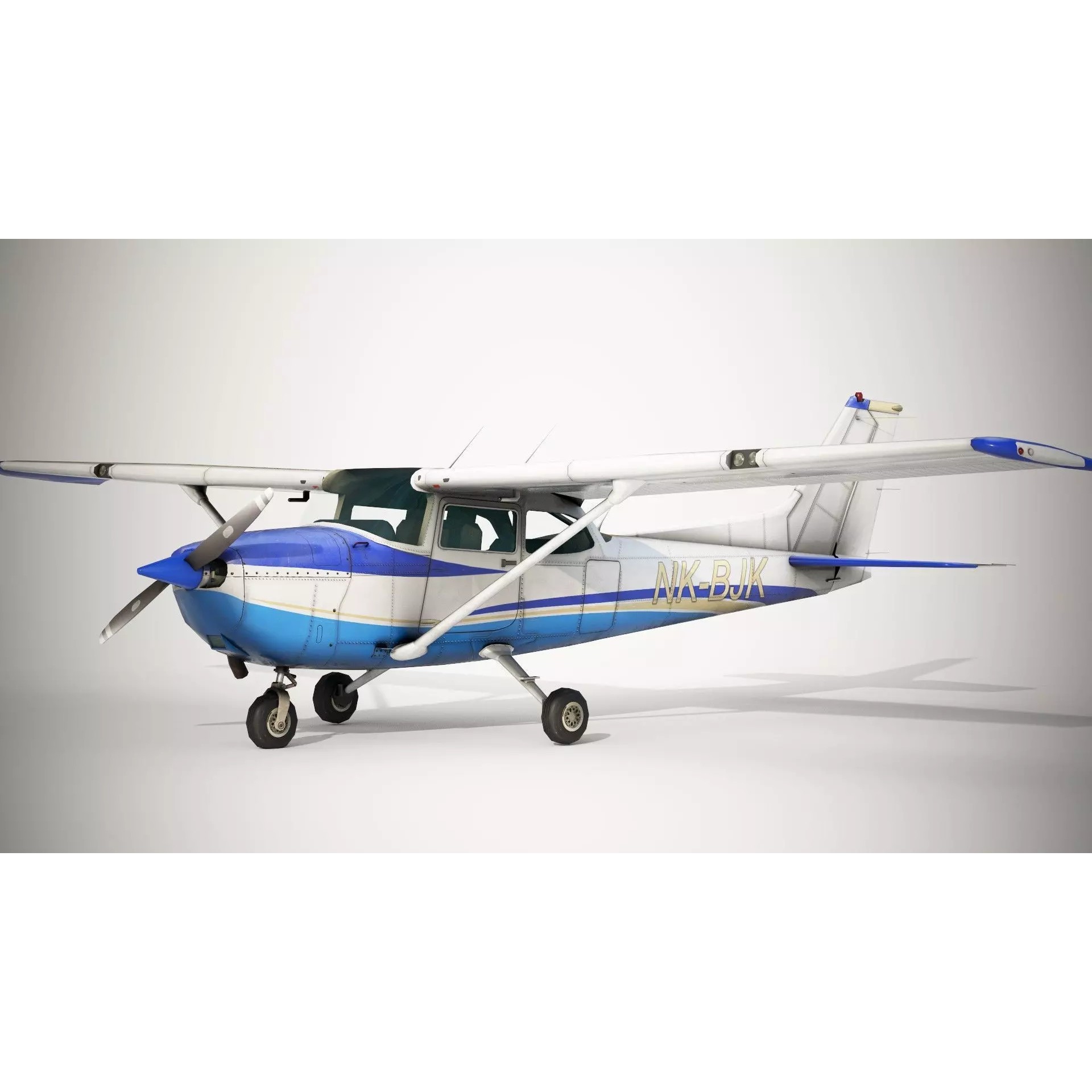 Cessna 172 Skyhawk - Low-Poly Game-Ready 3D Model - View 21