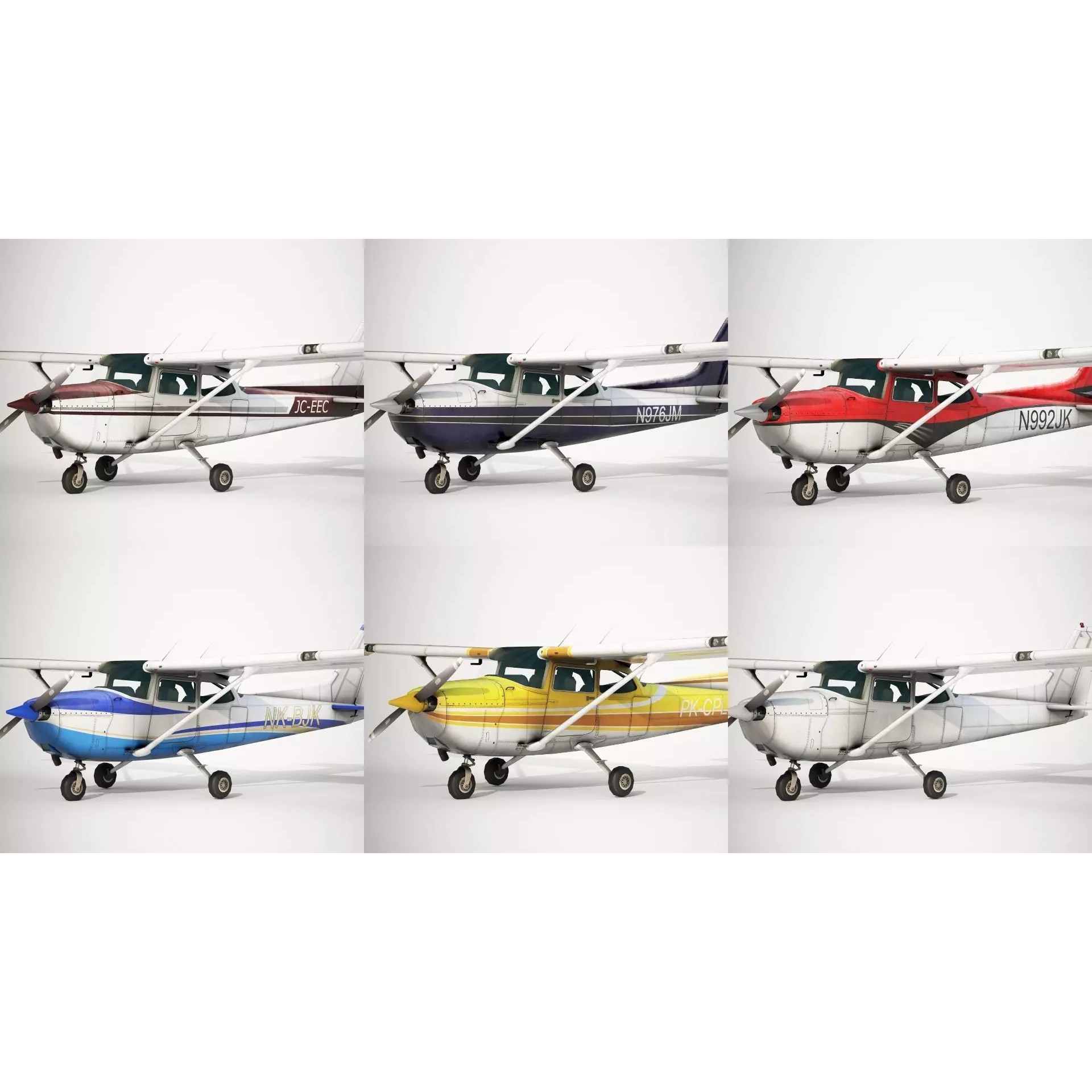 Cessna 172 Skyhawk - Low-Poly Game-Ready 3D Model - View 3